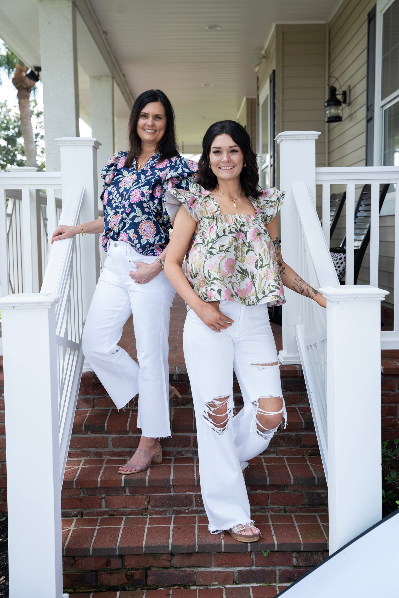 Dawn Miller and Morgan Miller modeling Denim & Magnolias clothing