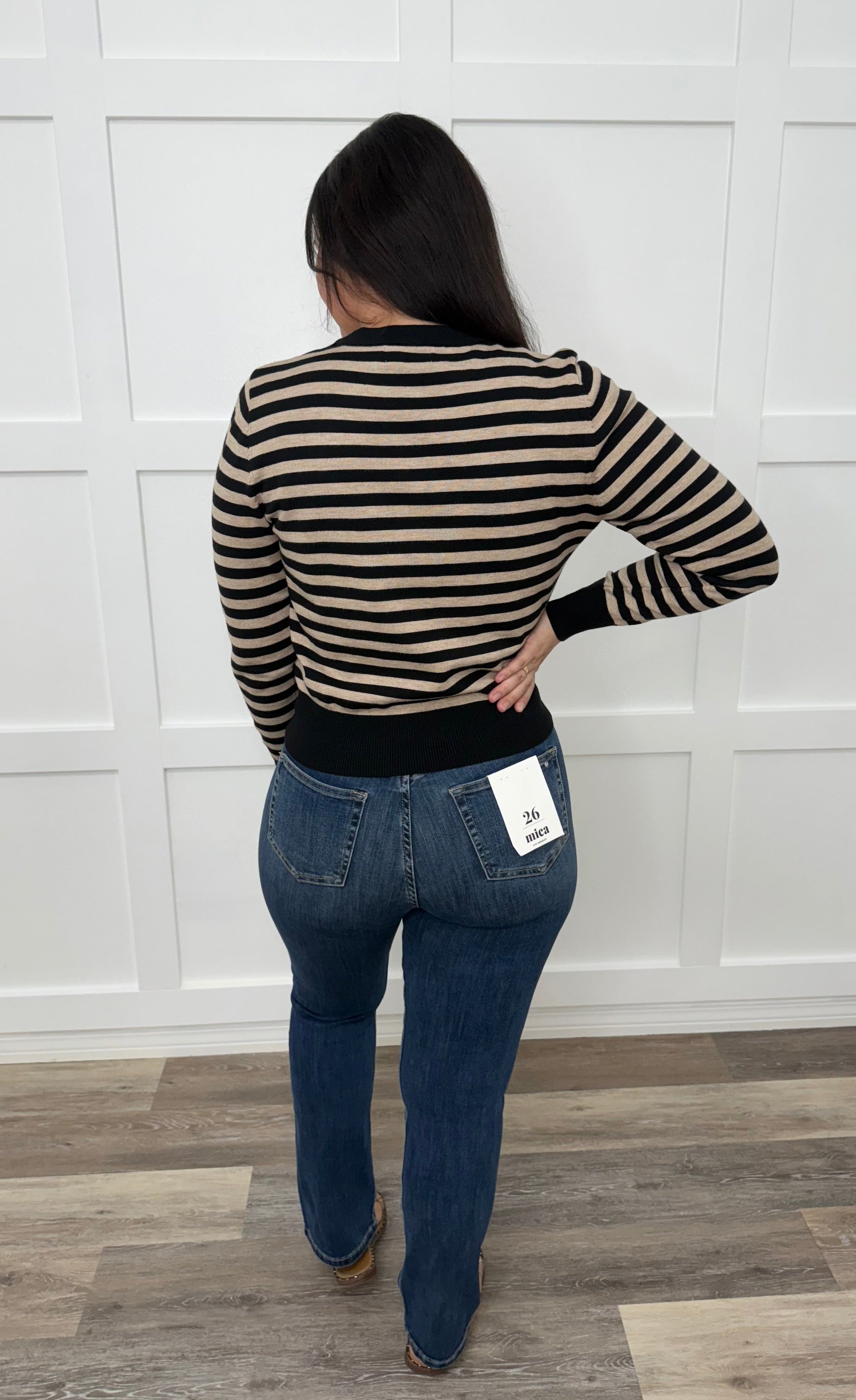 The Black and Taupe Stripe Sweater