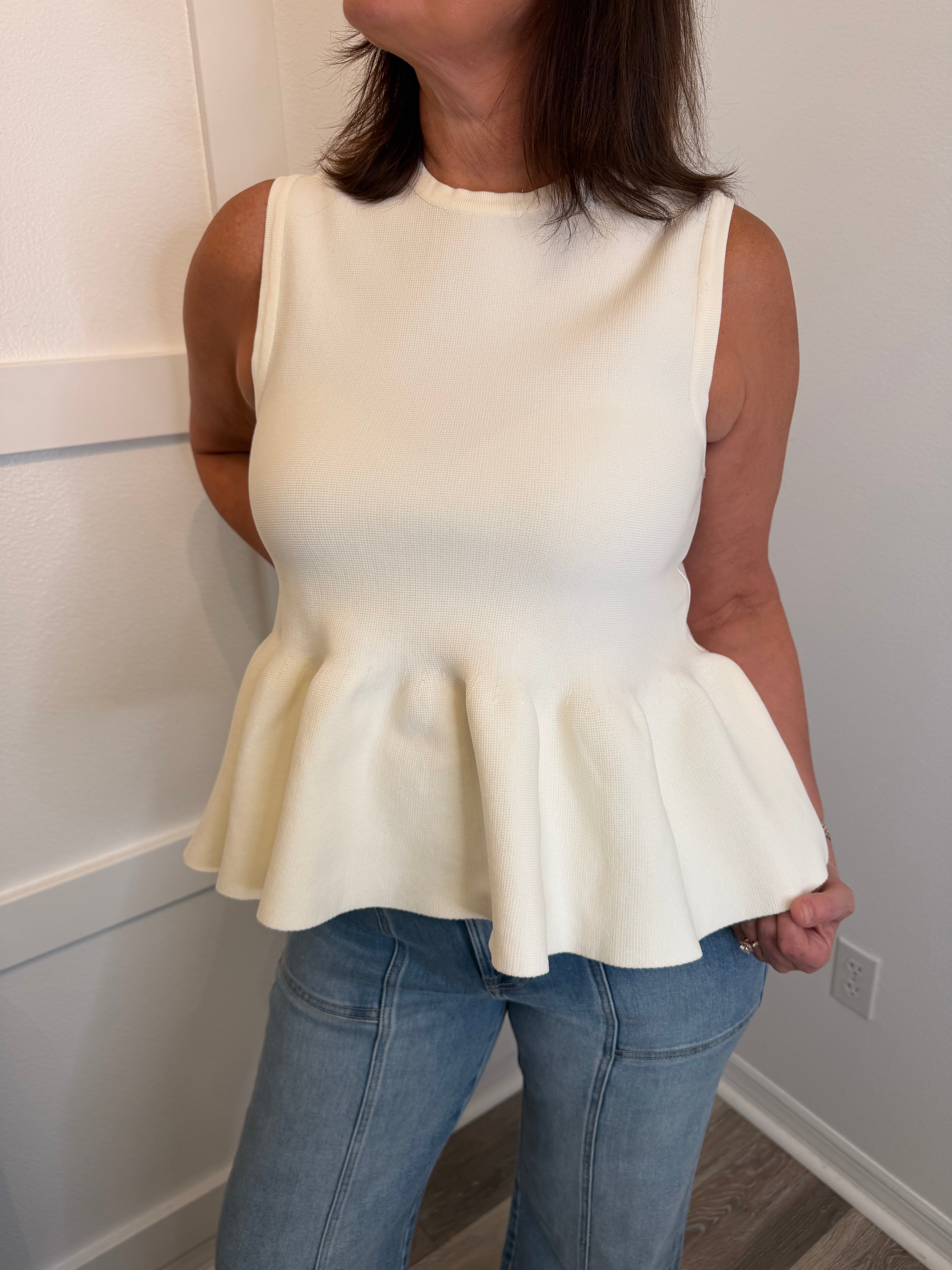 Cream Ruffle Top