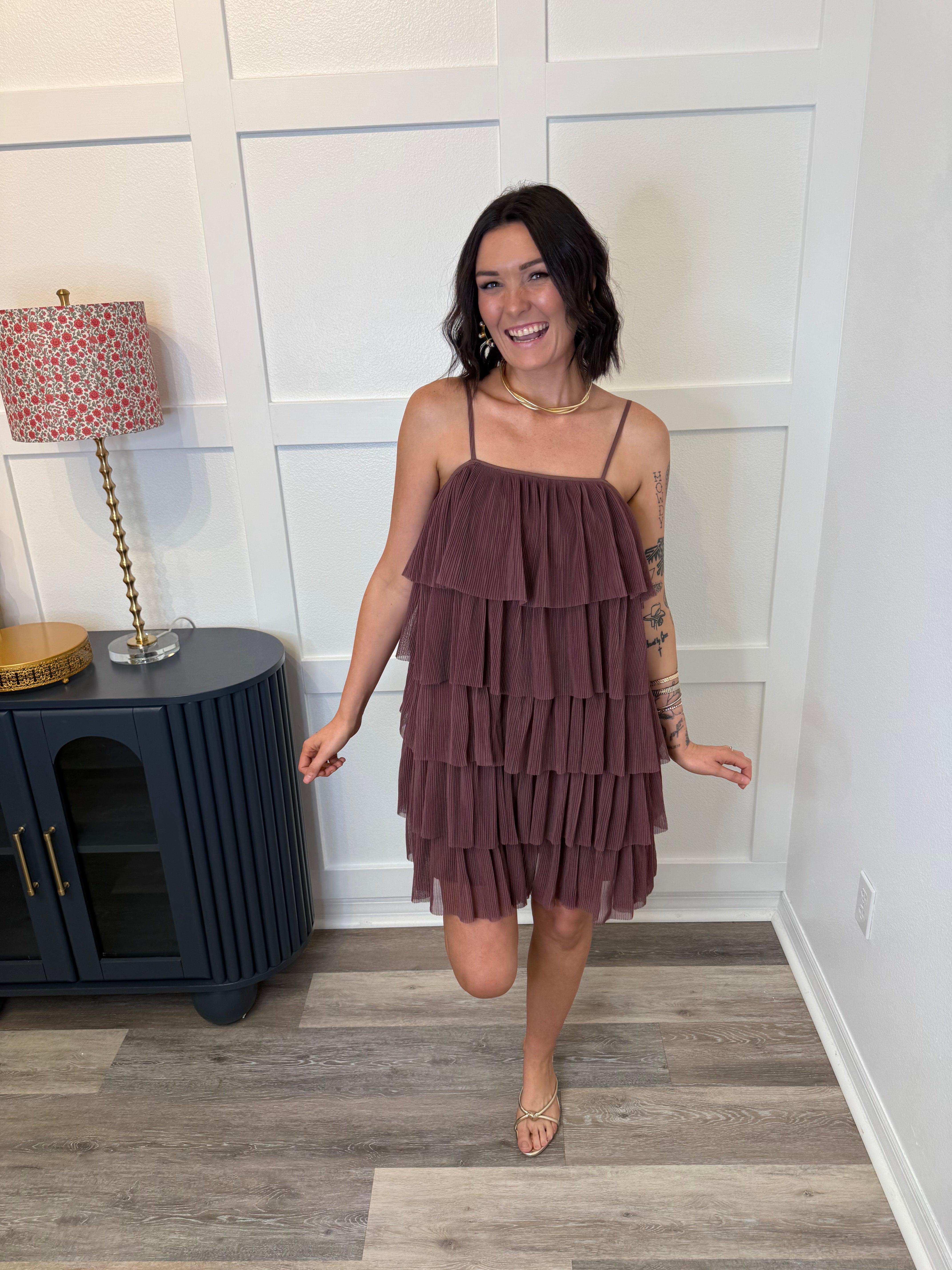 Red Bean Ruffle Dress