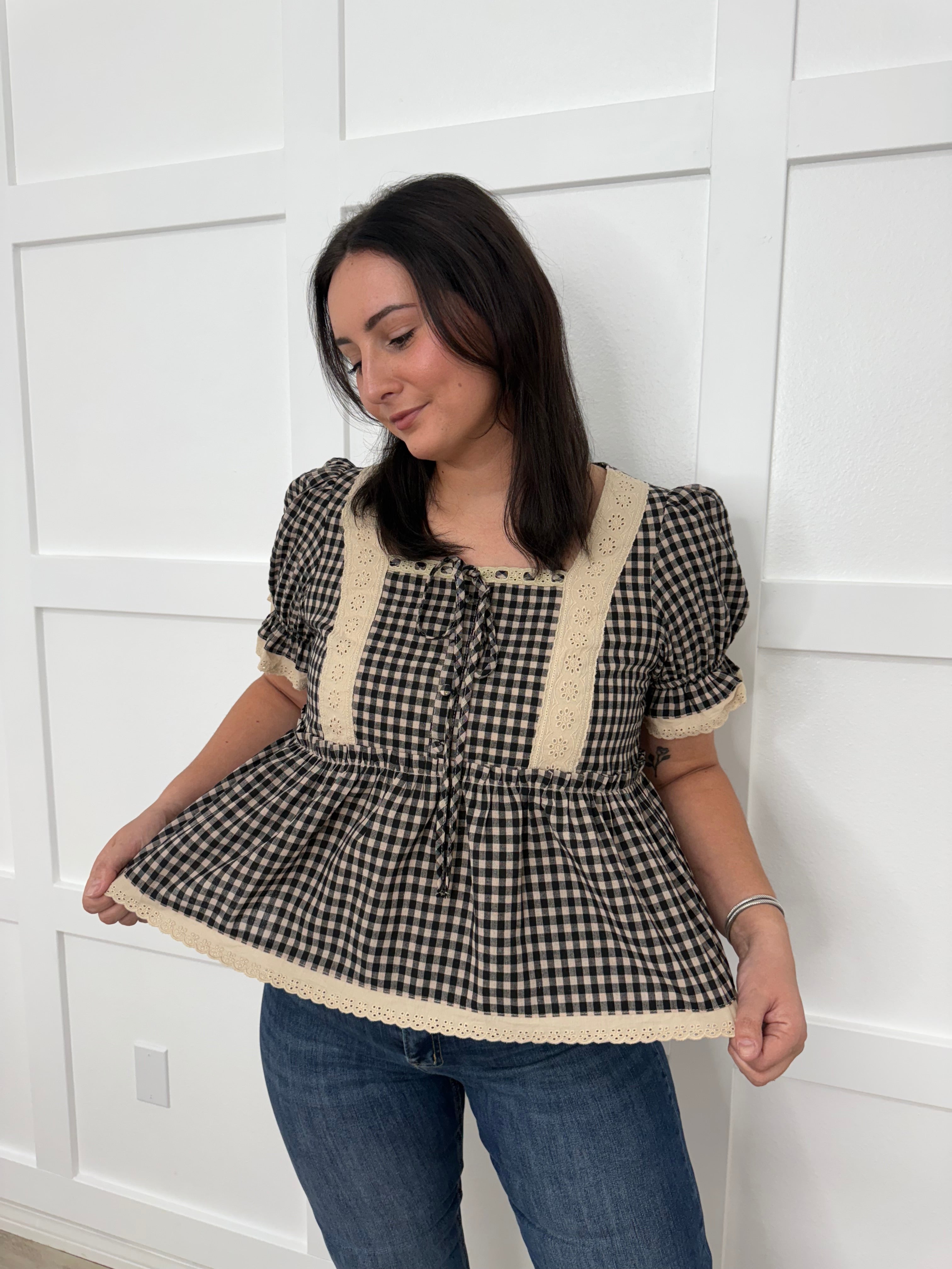 Sweet Check Charm Top
