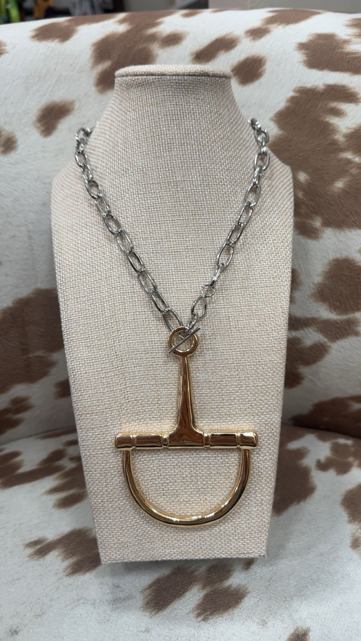 Short Horse Bit Necklace Mixed Metal