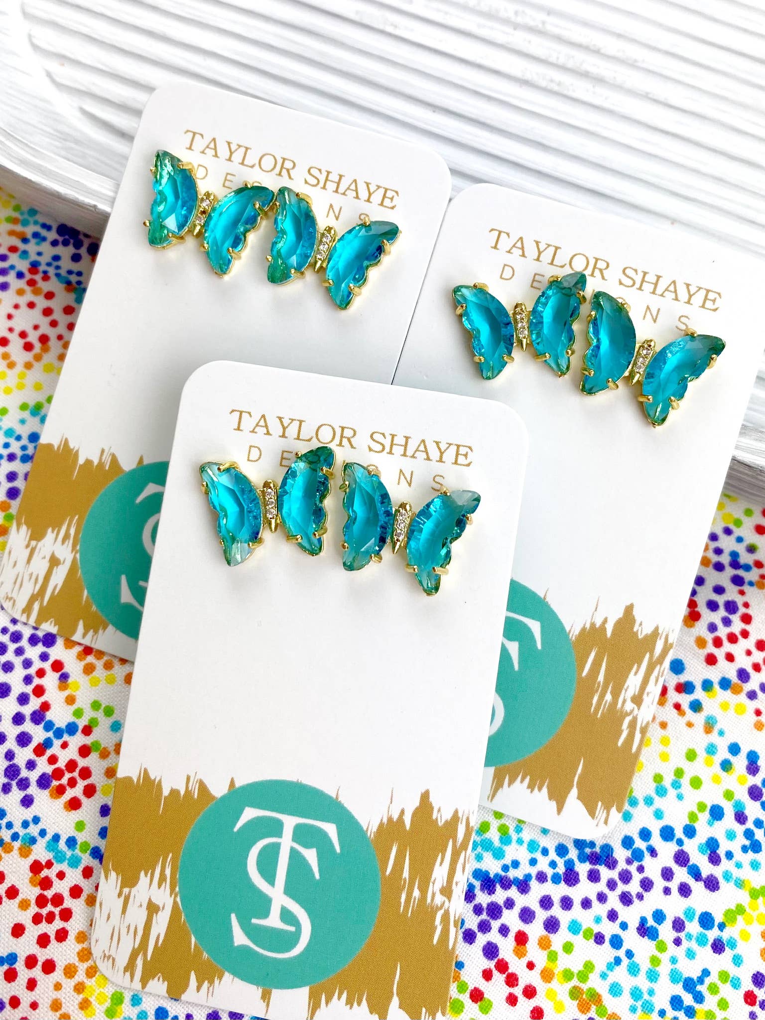 Colorful Crystal Butterfly Studs