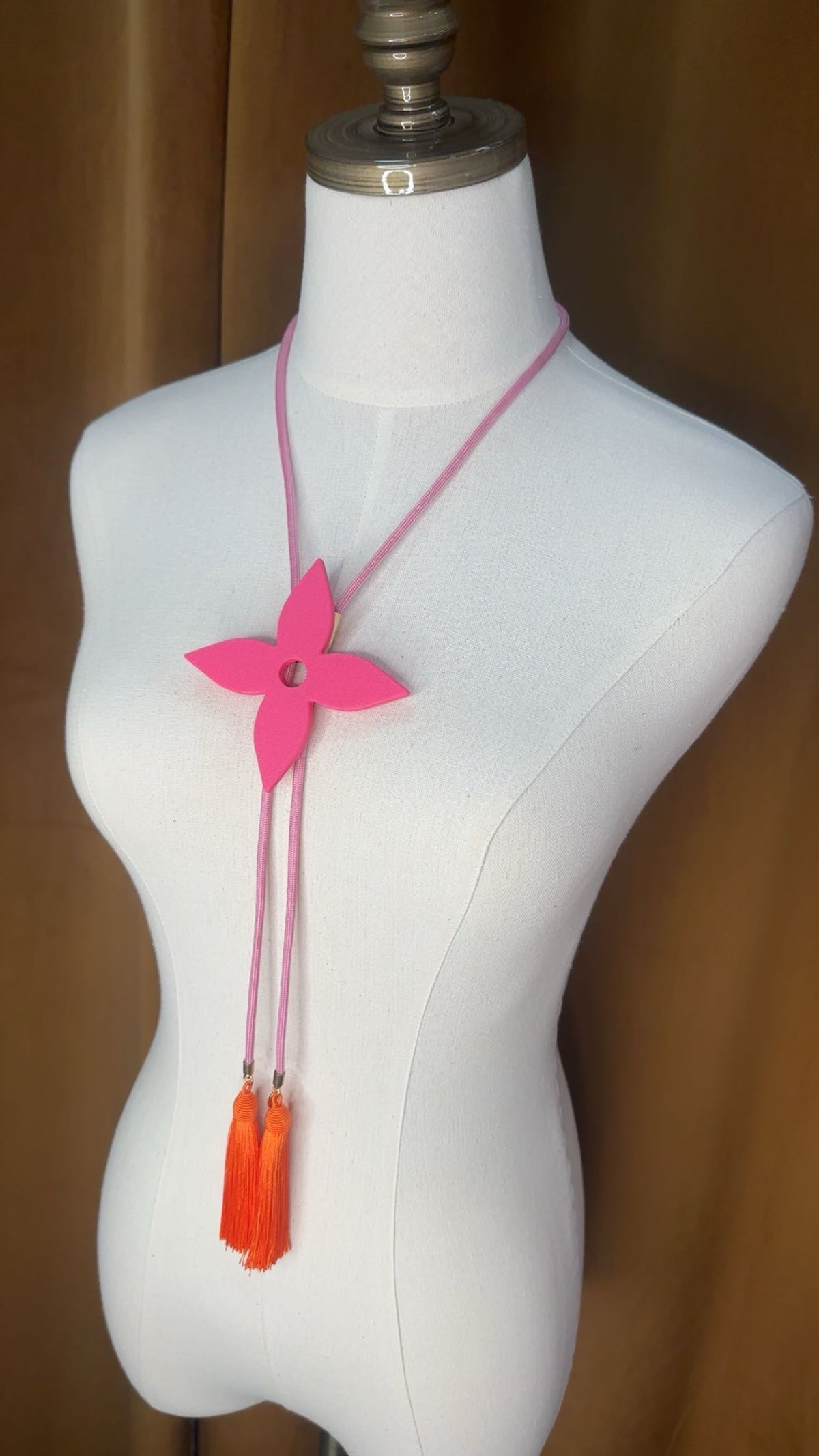 Ace of Diamonds Bolo Flamingo Pink with Bubblegum Pink & Orange