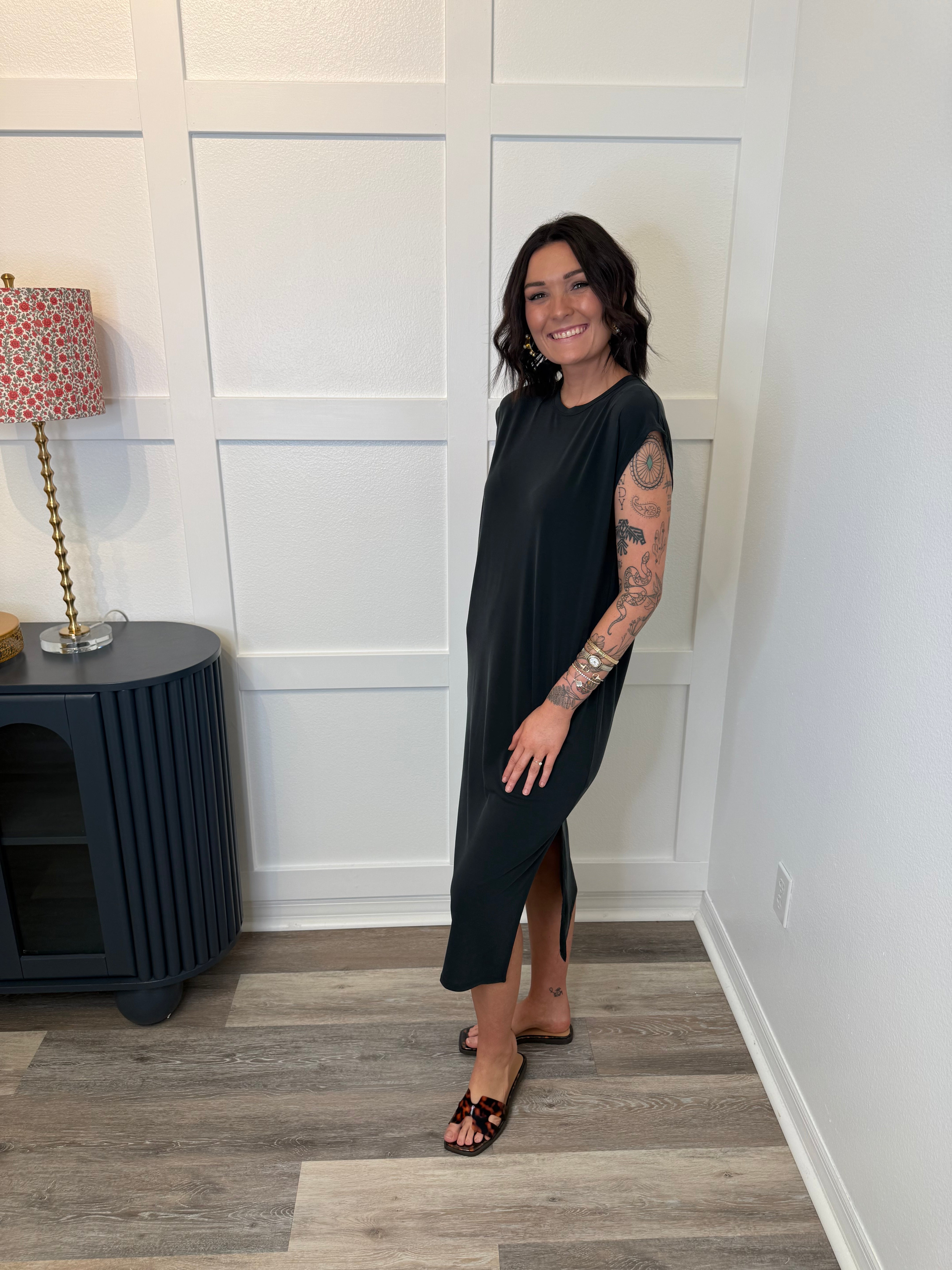 Buttery Soft Everyday Midi Dress Black