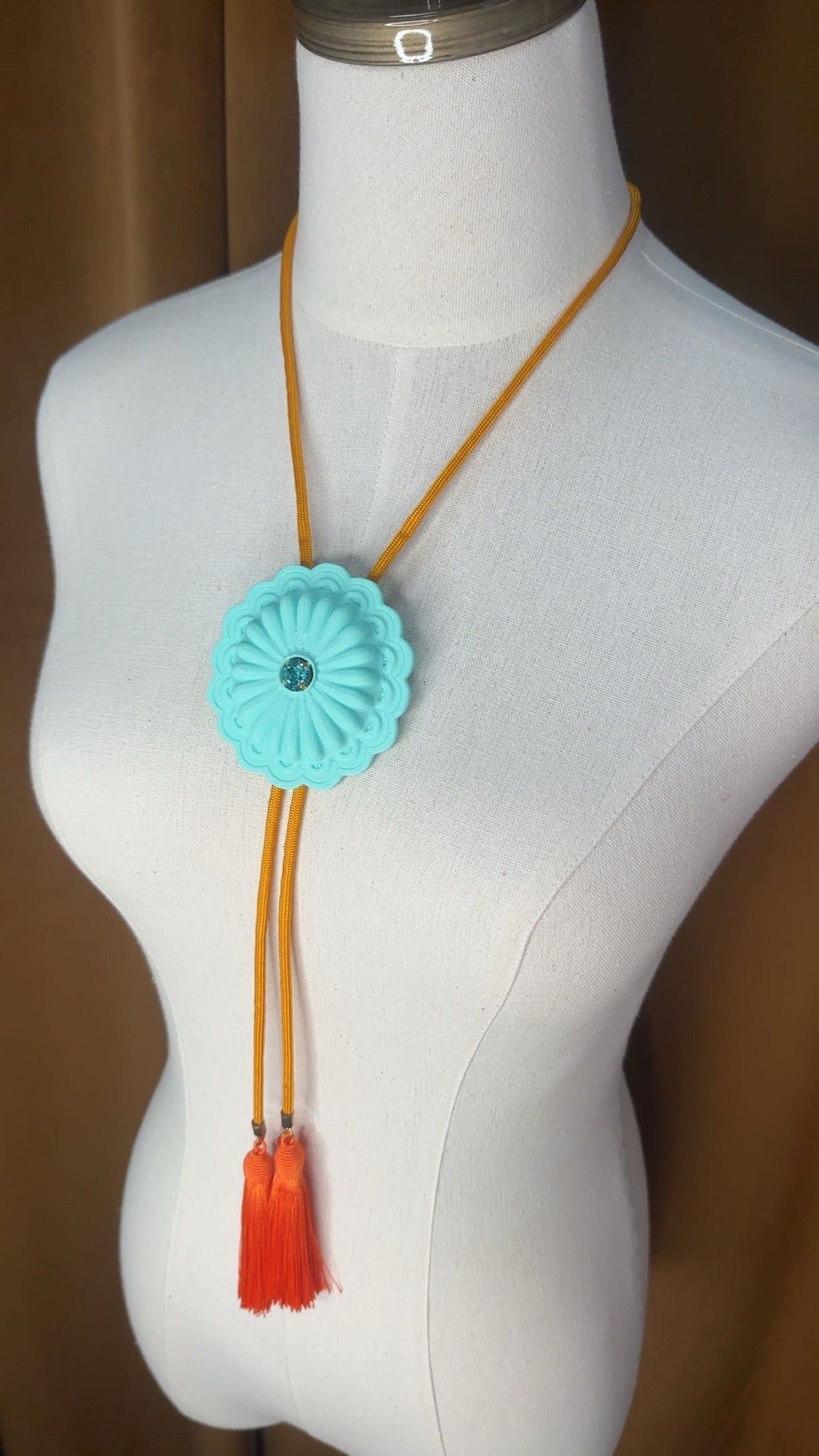 Concho Bolo Turquoise with Golden Yellow & Orange
