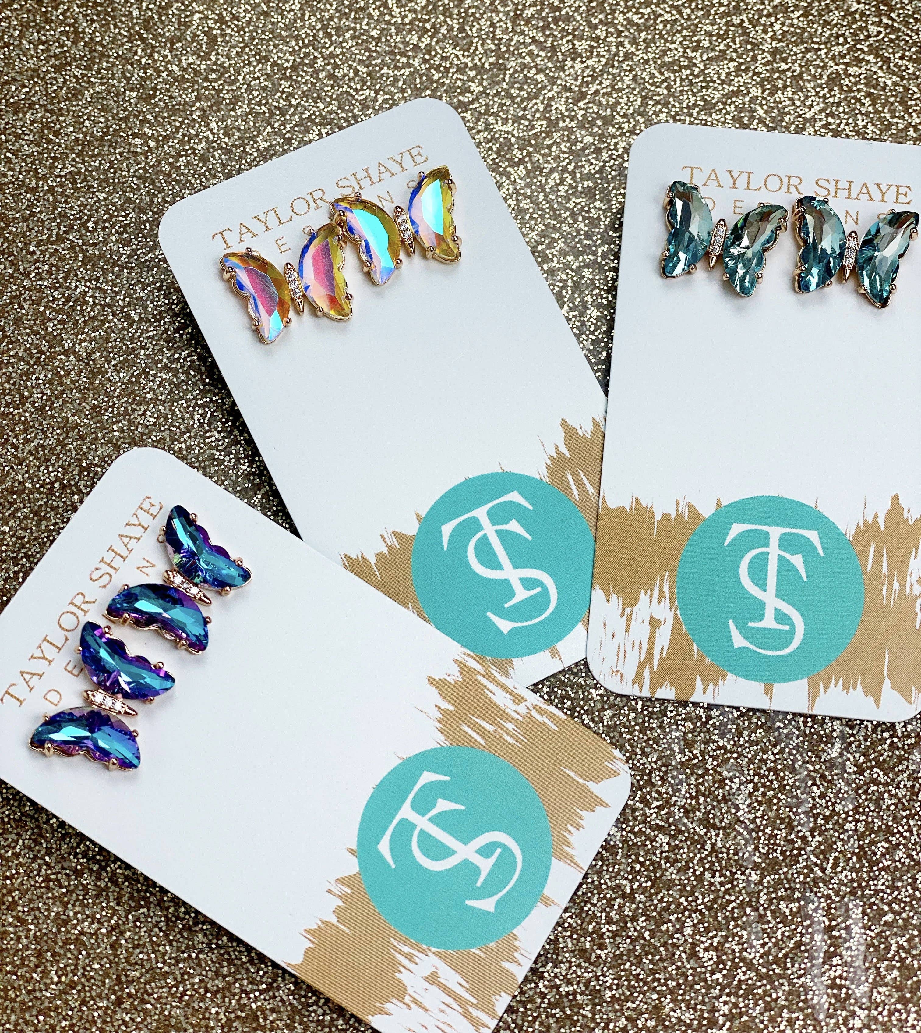 Colorful Crystal Butterfly Studs