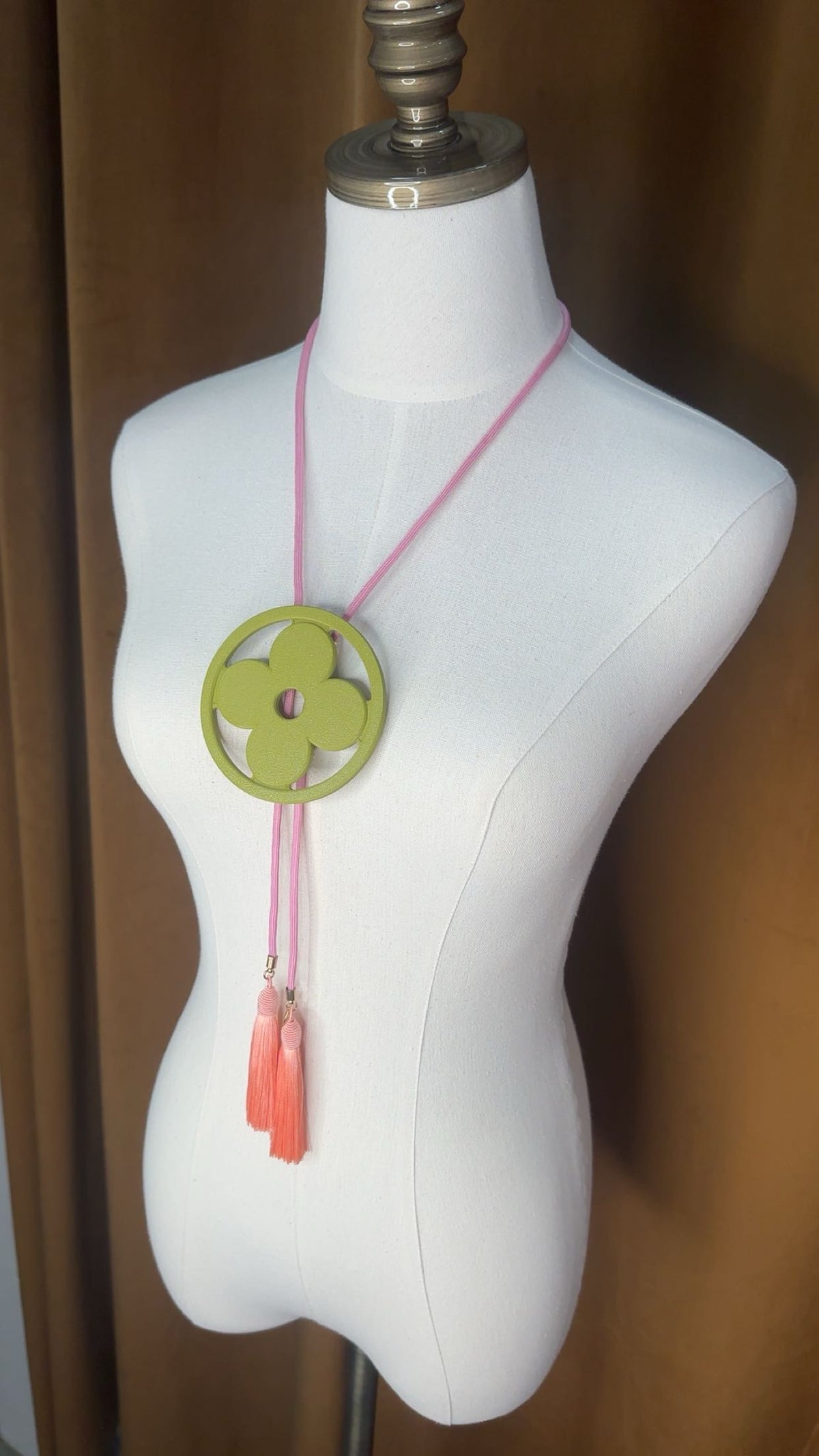 Clover Bolo Olive Green with Bubblegum Pink & Peach