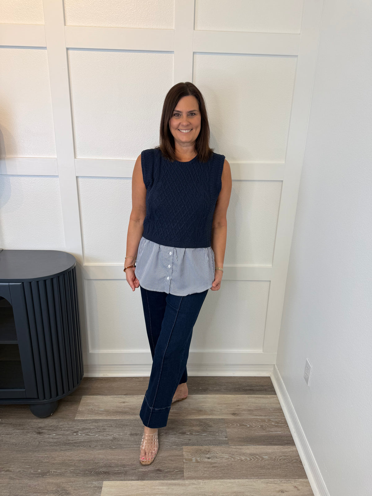 Navy Layered Sweater Top