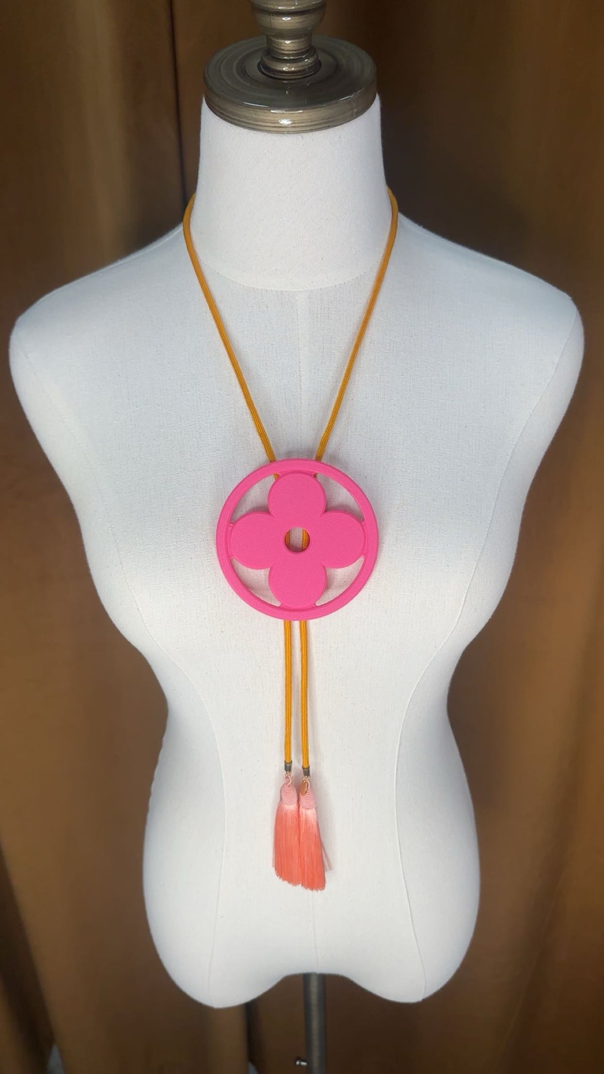 Clover Bolo Flamingo Pink with Golden Yellow & Peach