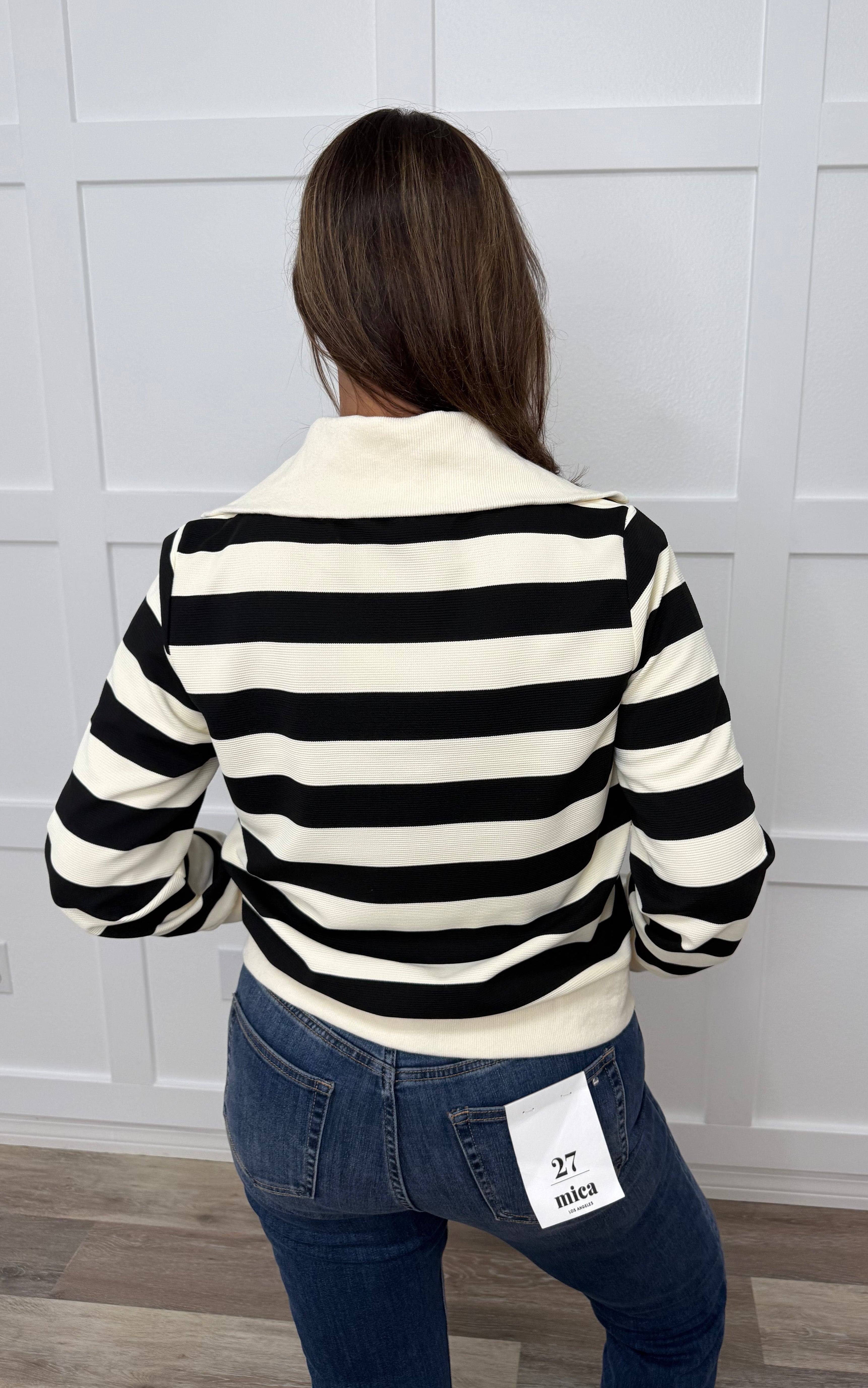 The Uptown Stripe Zip Top