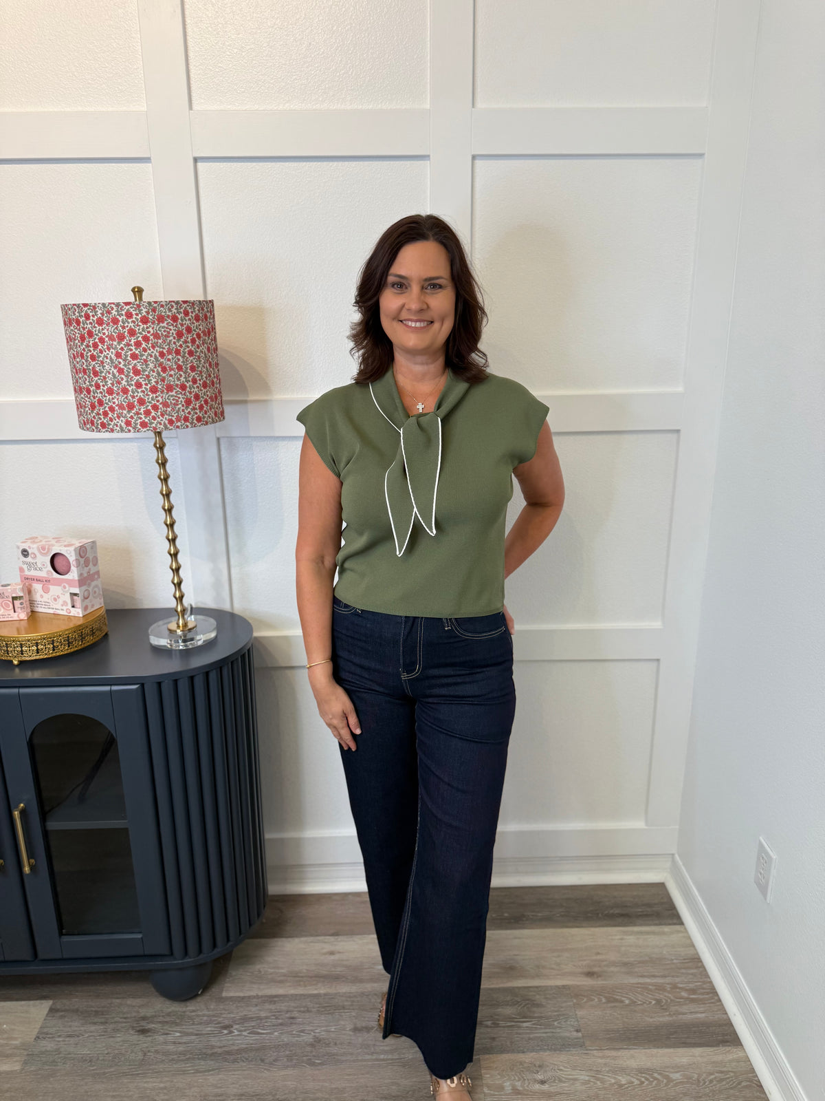 Sleeveless Knit Tie Top
