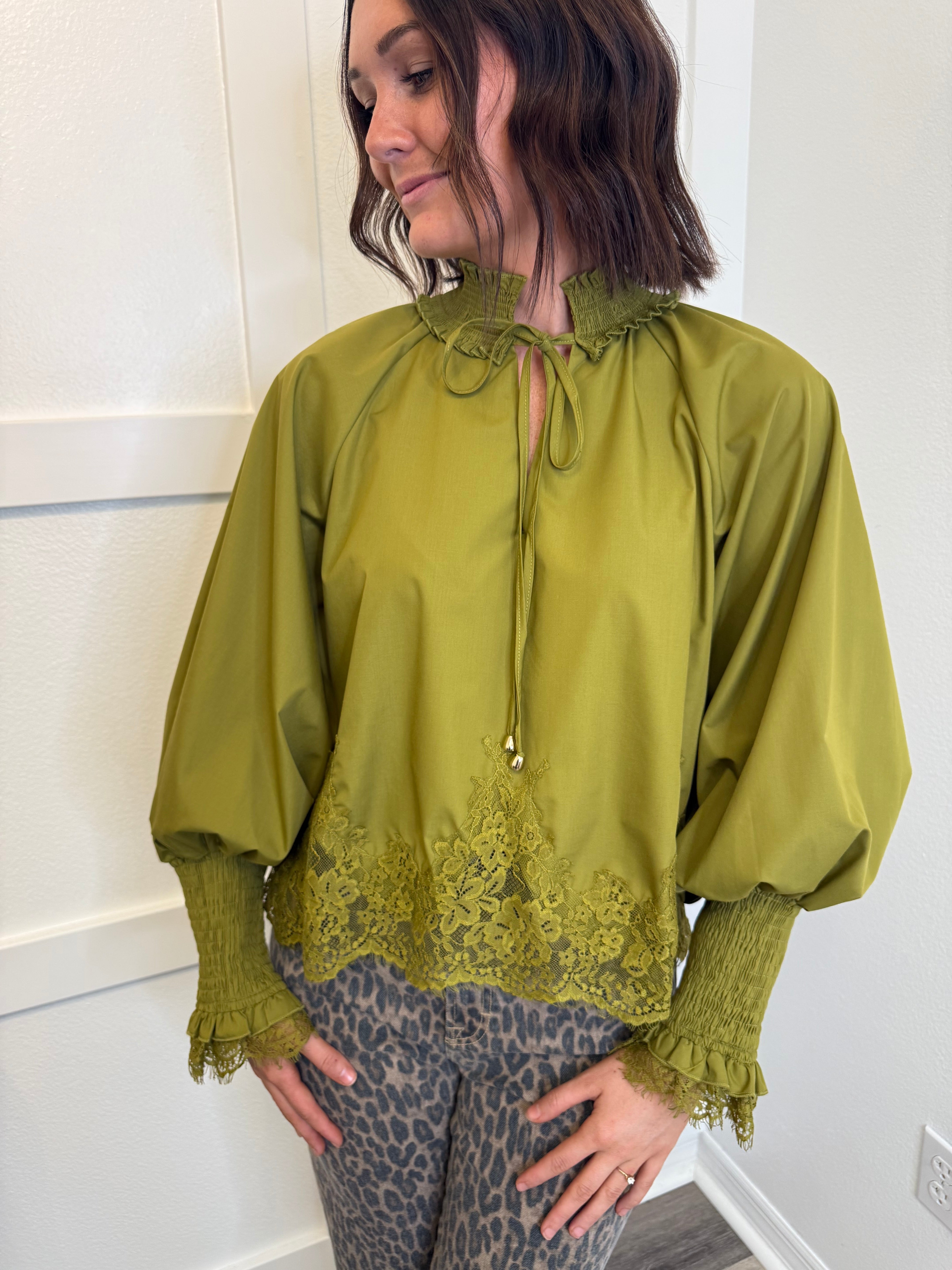 Olive Lace Blouse