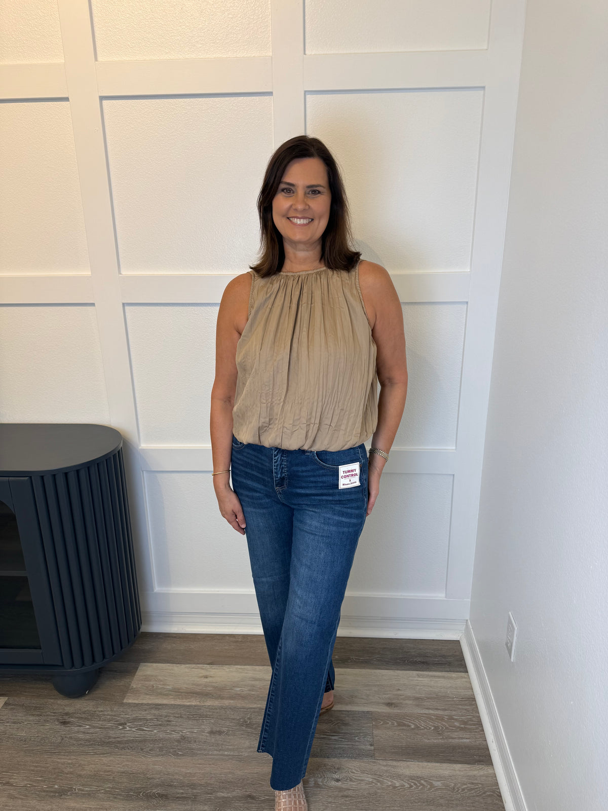 Cocoa Sleeveless Pleated top