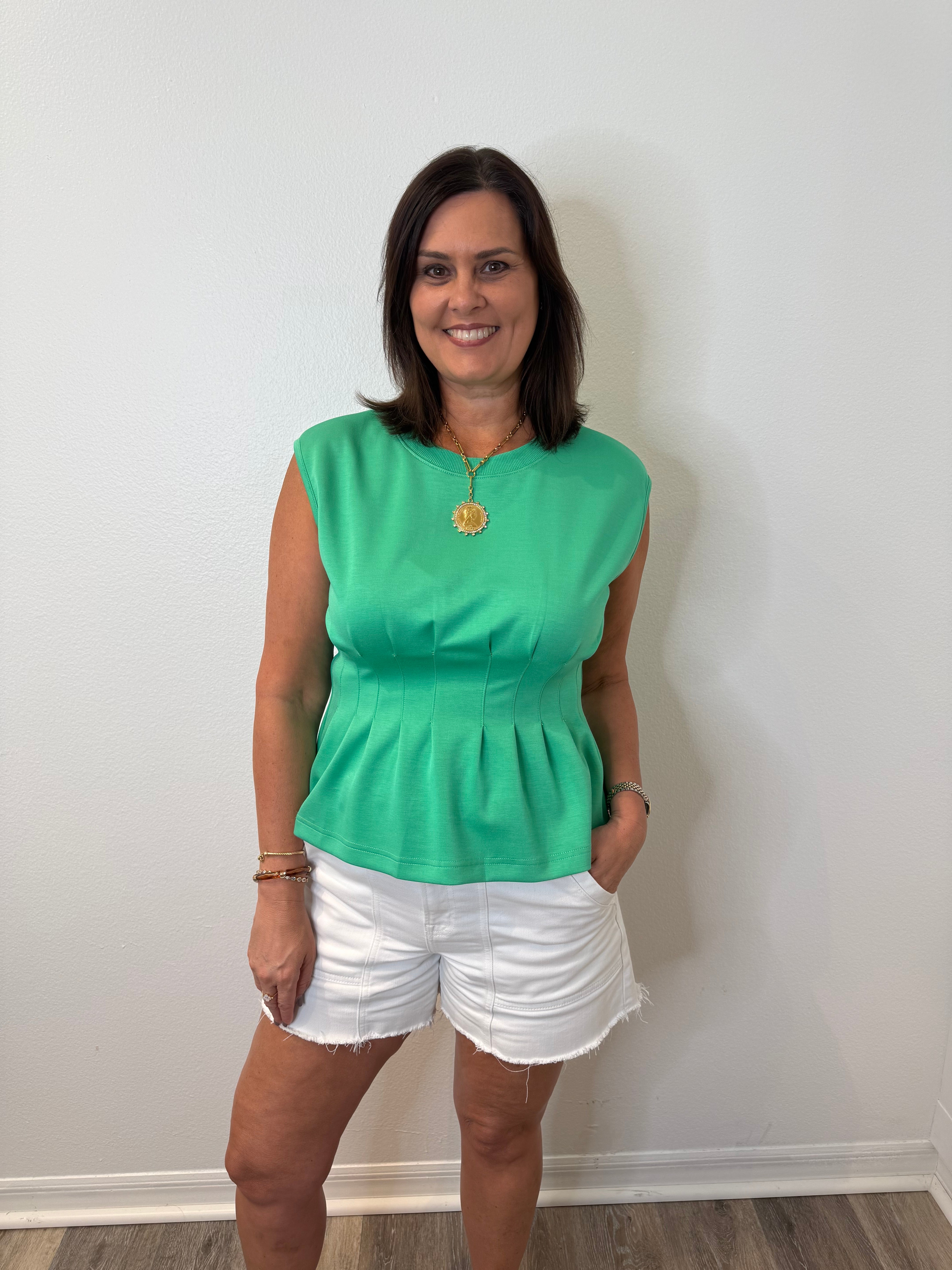 Green Pleated Top