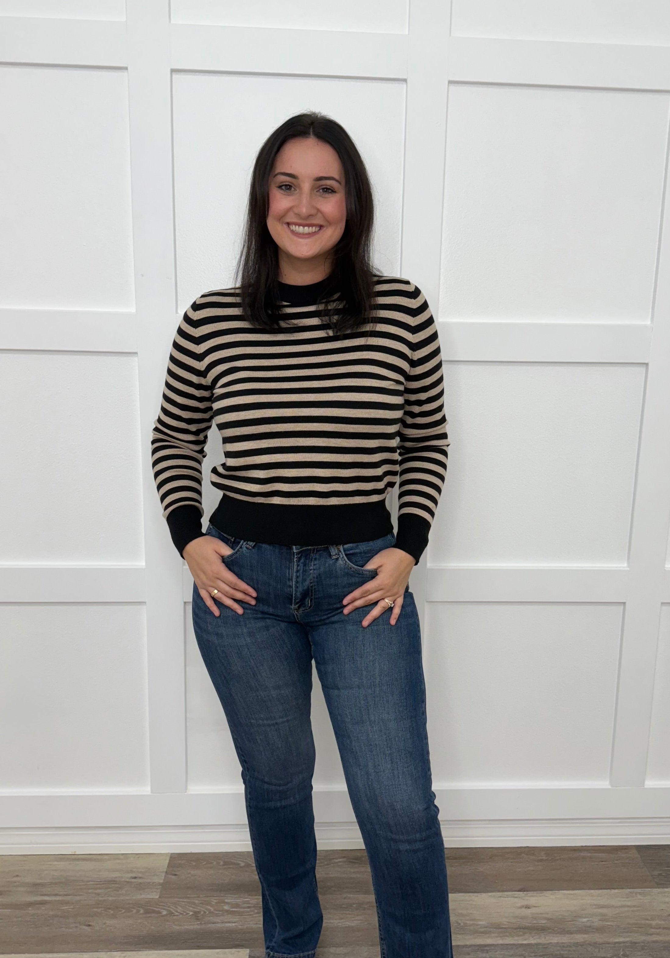 The Black and Taupe Stripe Sweater