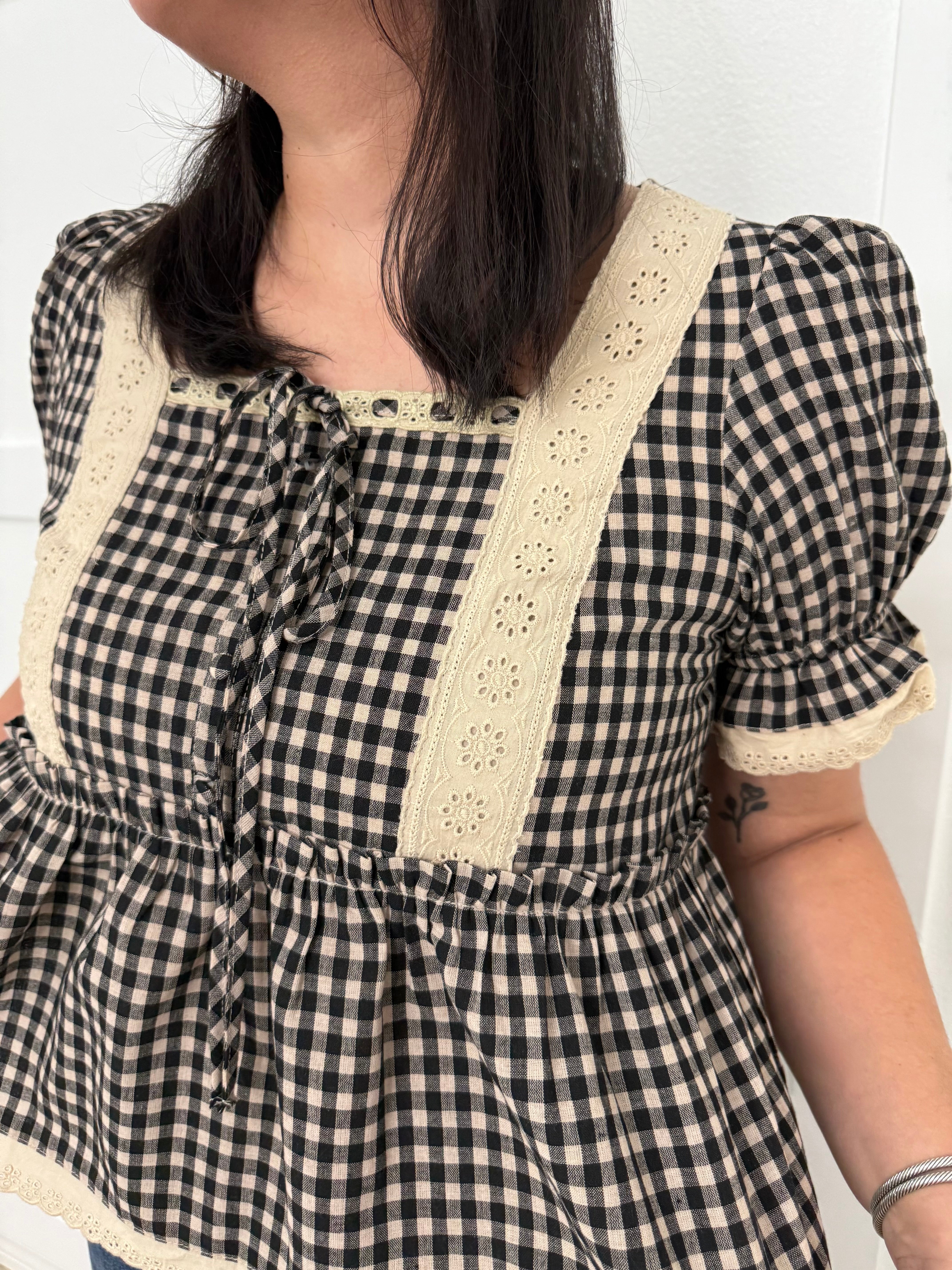 Sweet Check Charm Top