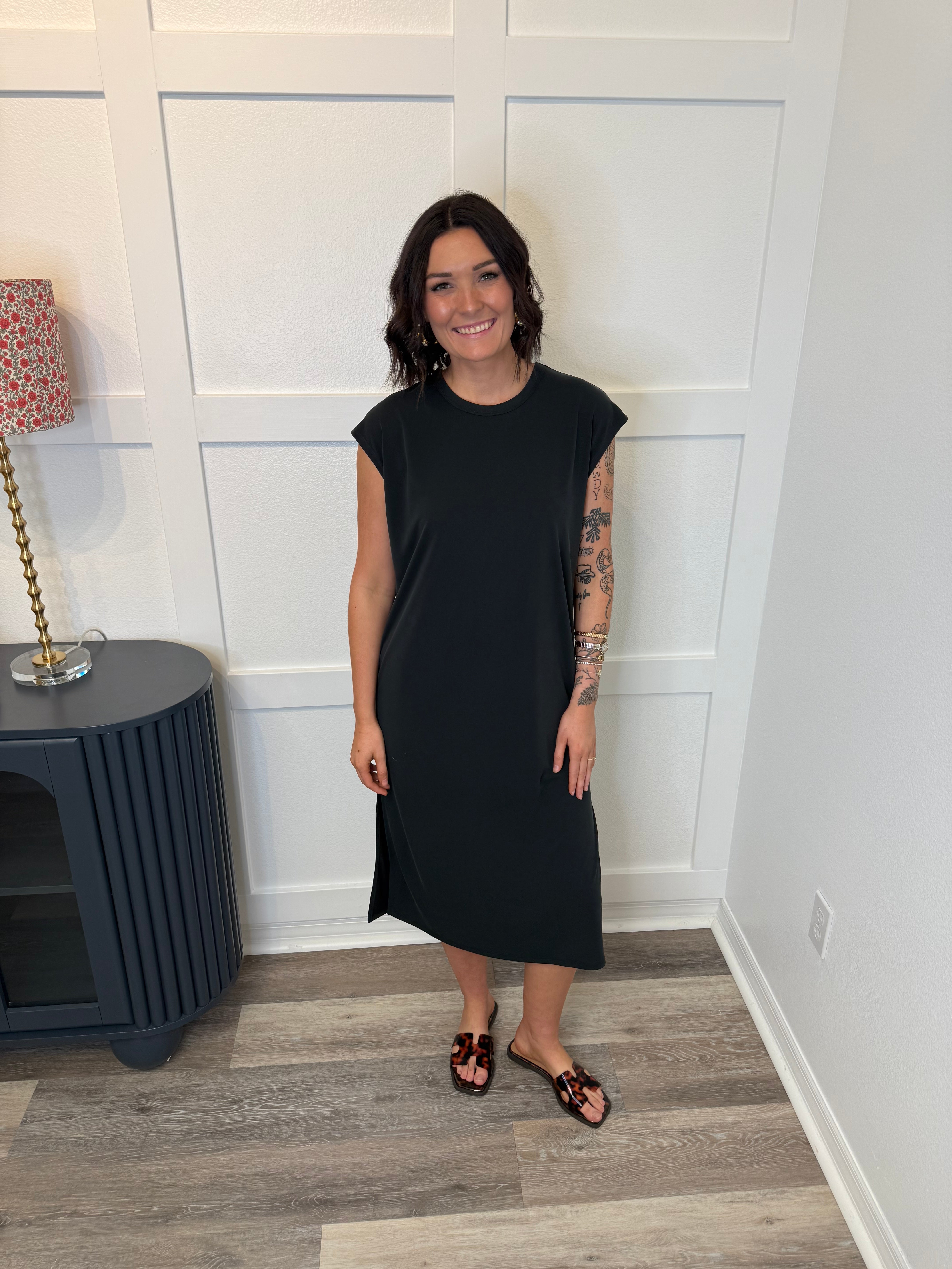 Buttery Soft Everyday Midi Dress Black