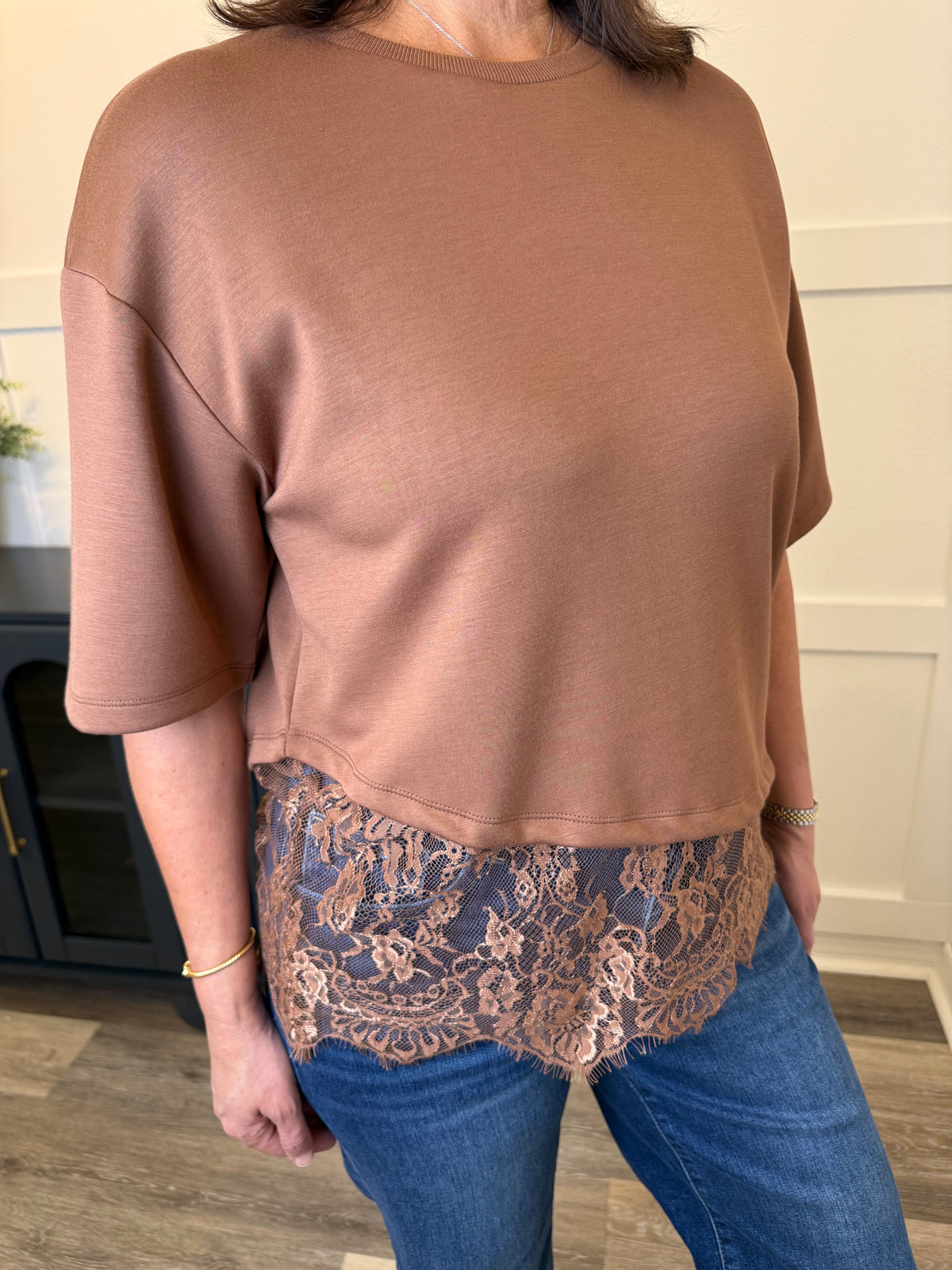 Mocha Lace Top