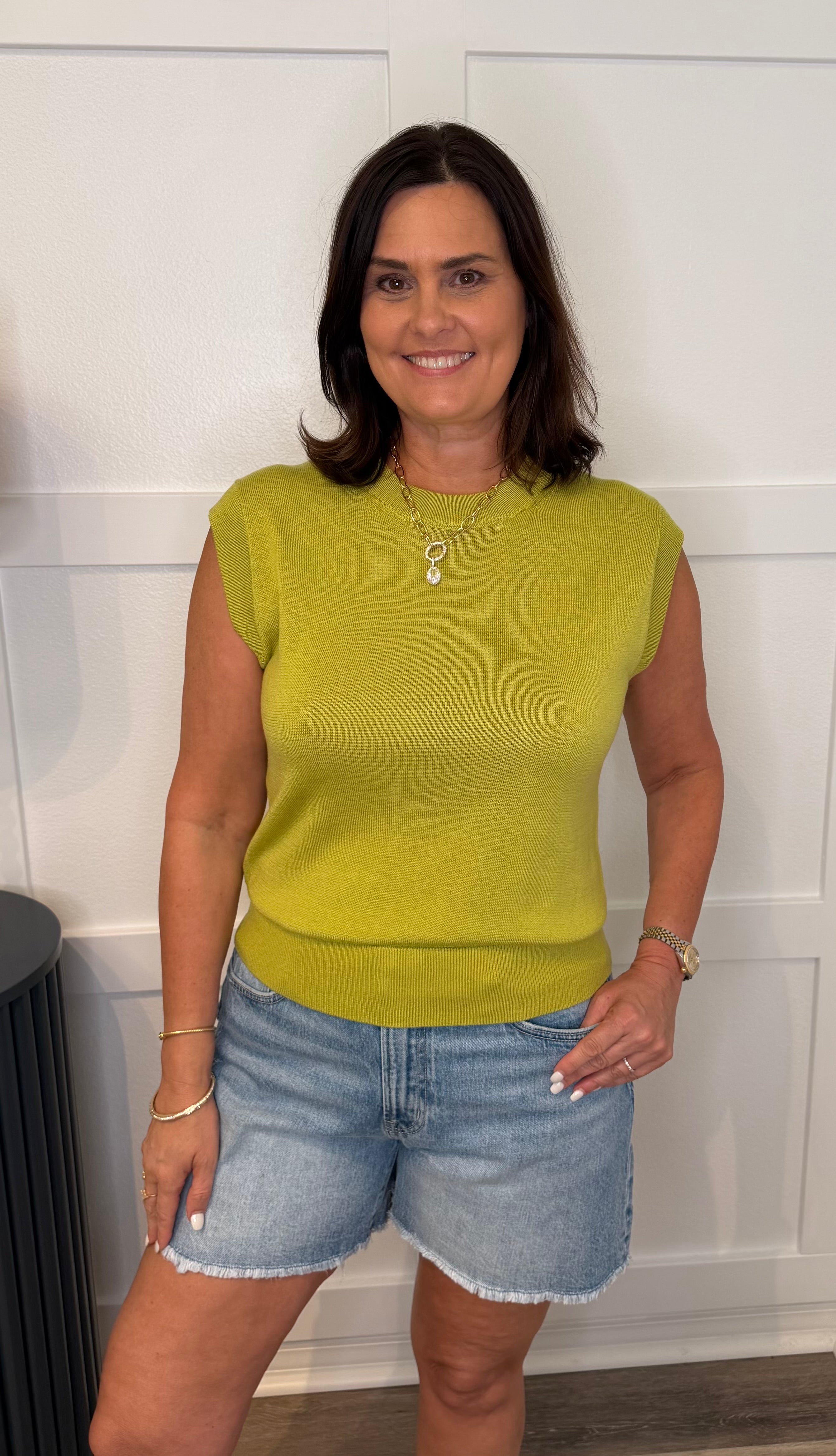 Lime Lightweight Sleeveless Sweater