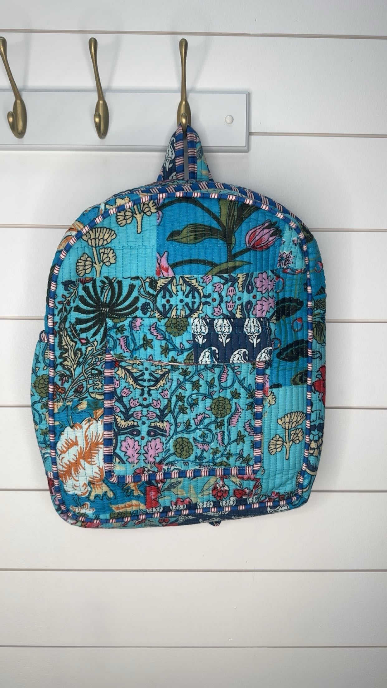 Small Quilted Backpack- Boho Blue