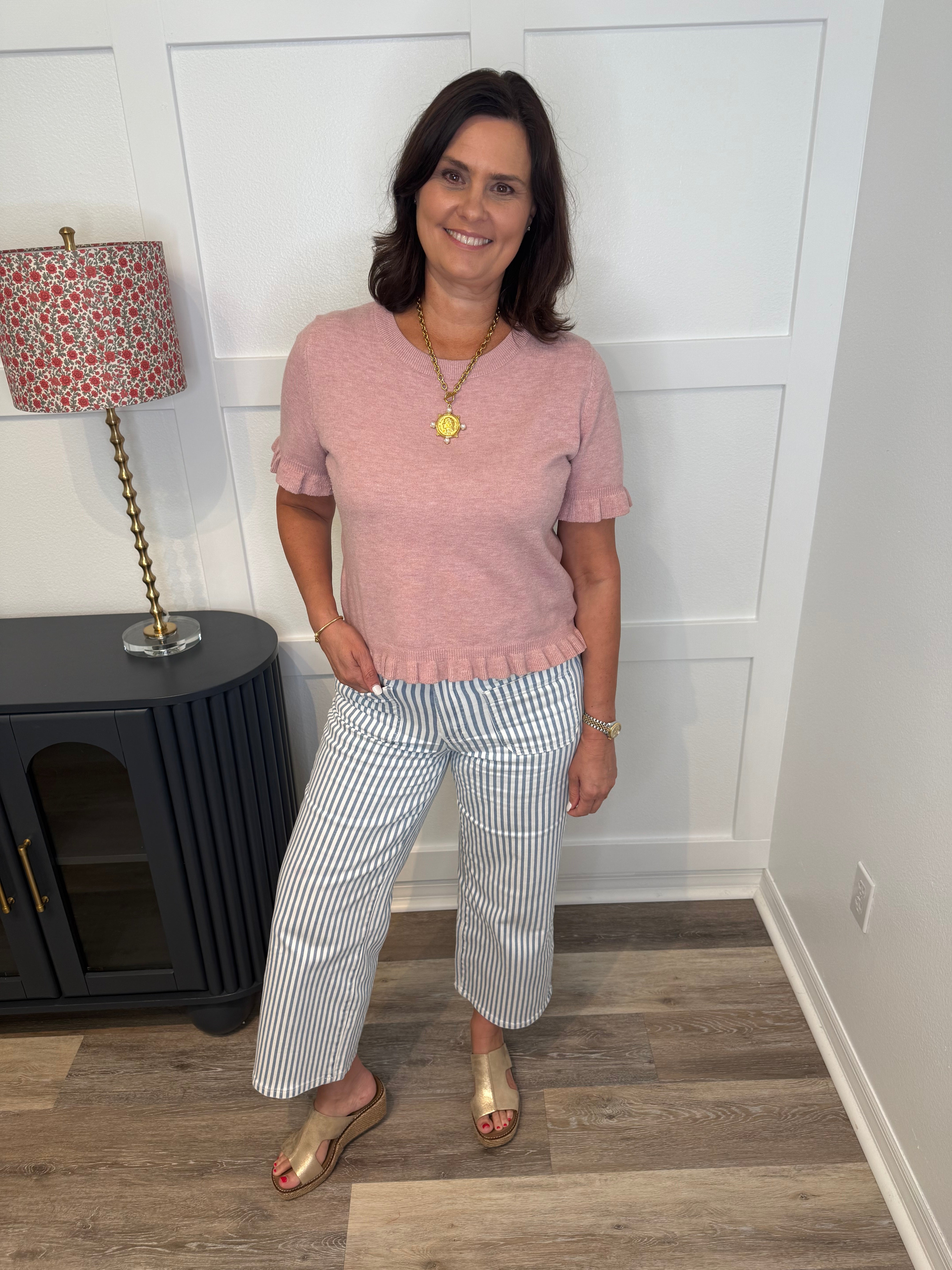 Soft Pink Short Sleeve Sweater