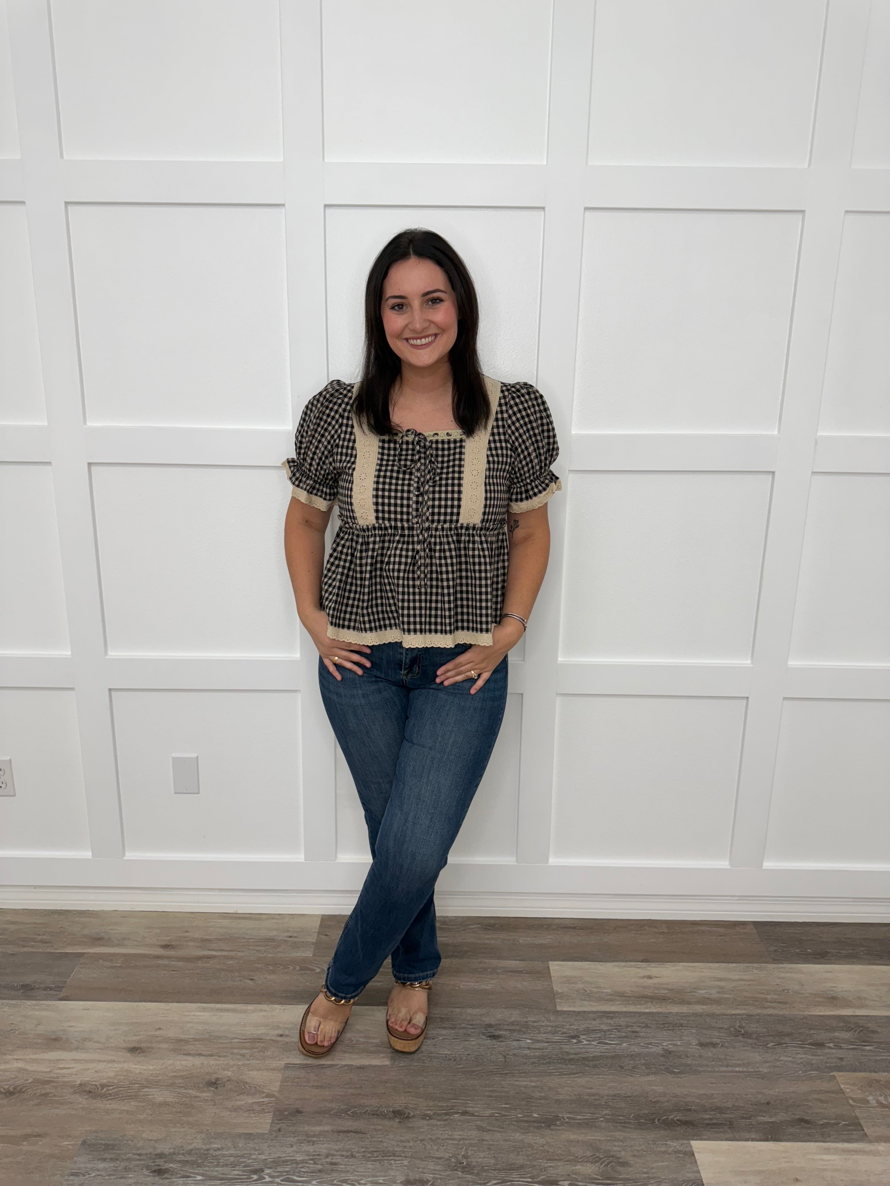 Sweet Check Charm Top