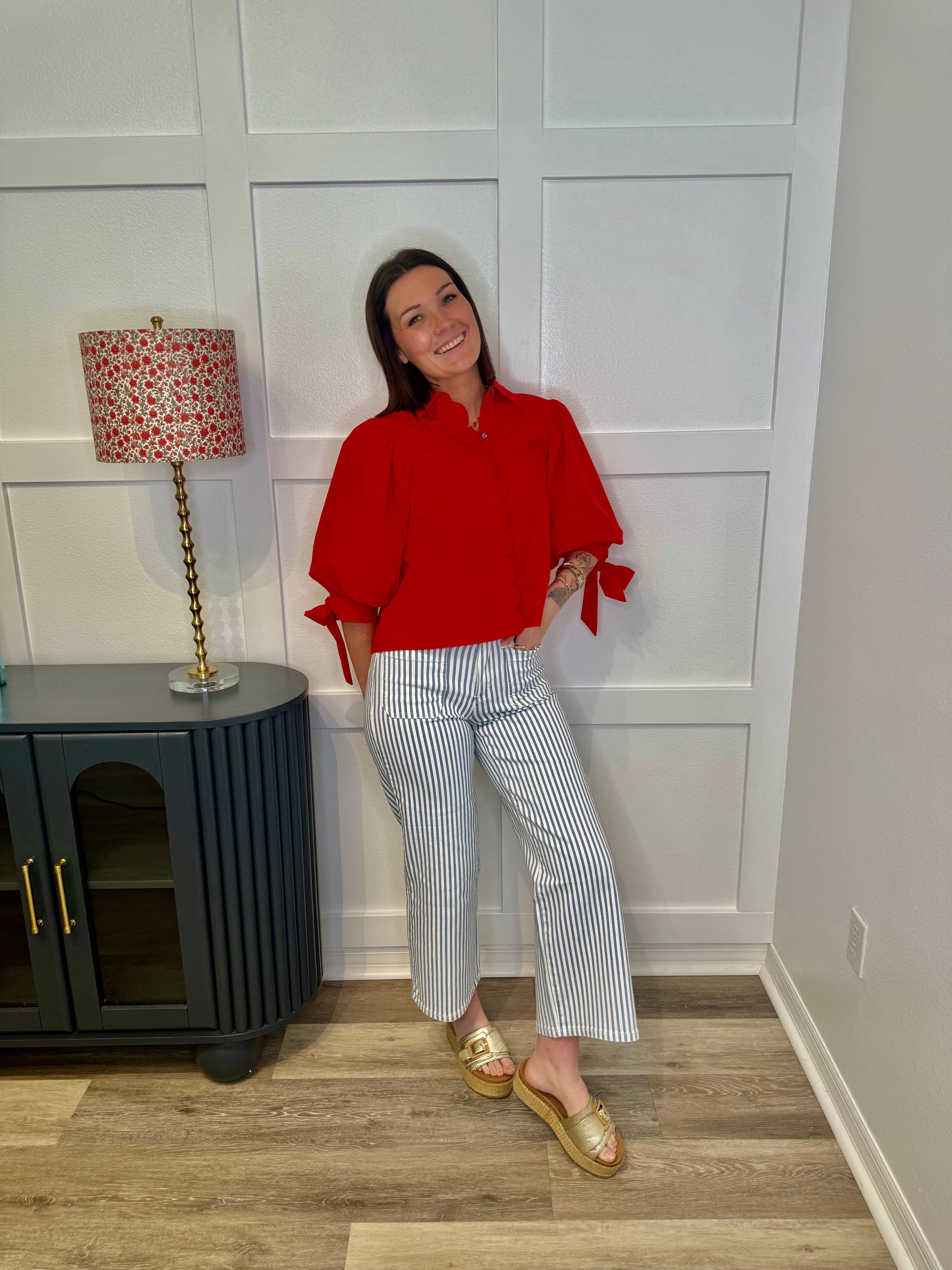 MICA Wide Leg Striped Crop