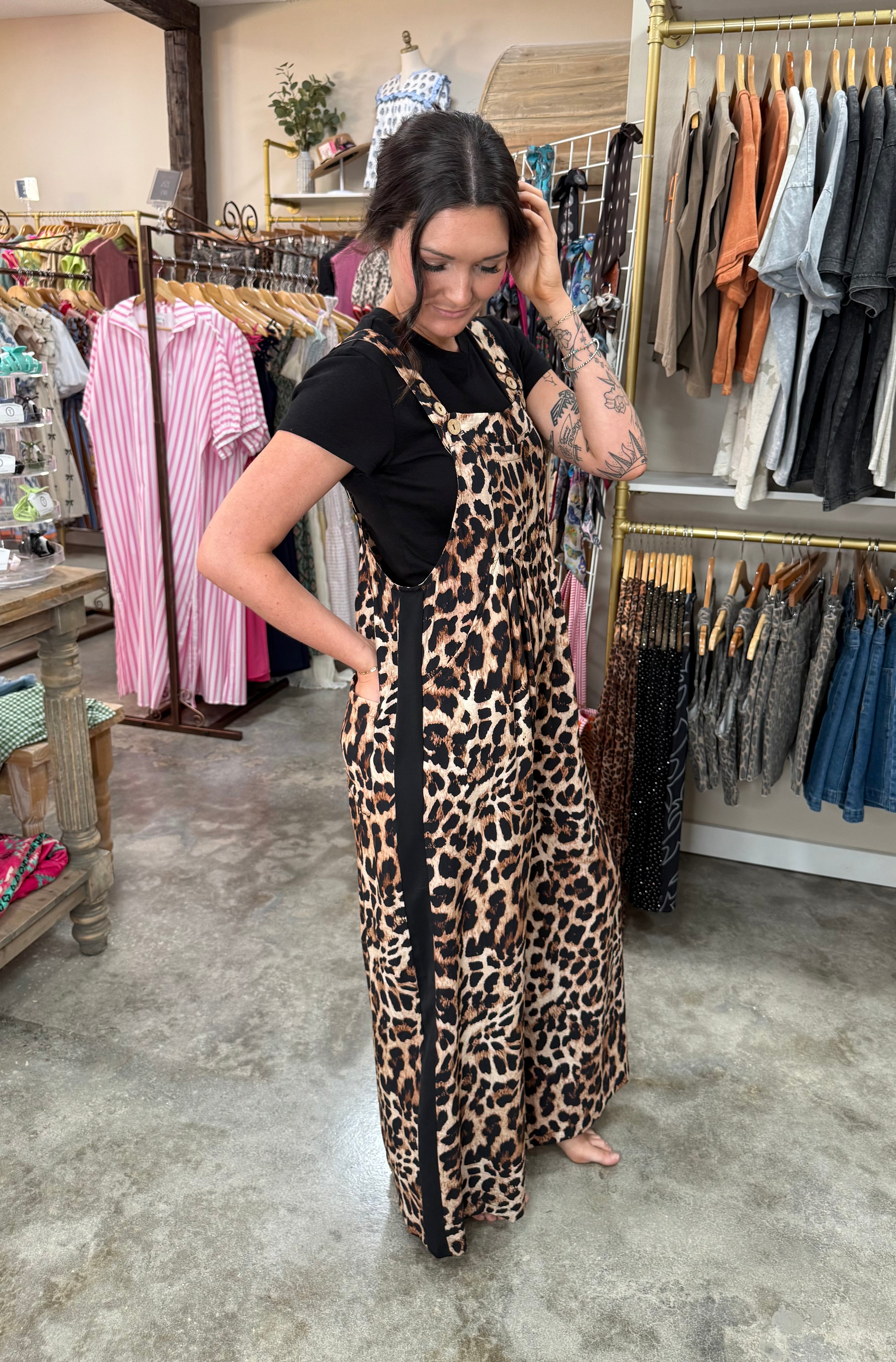 Side Track Leopard Jumpsuit