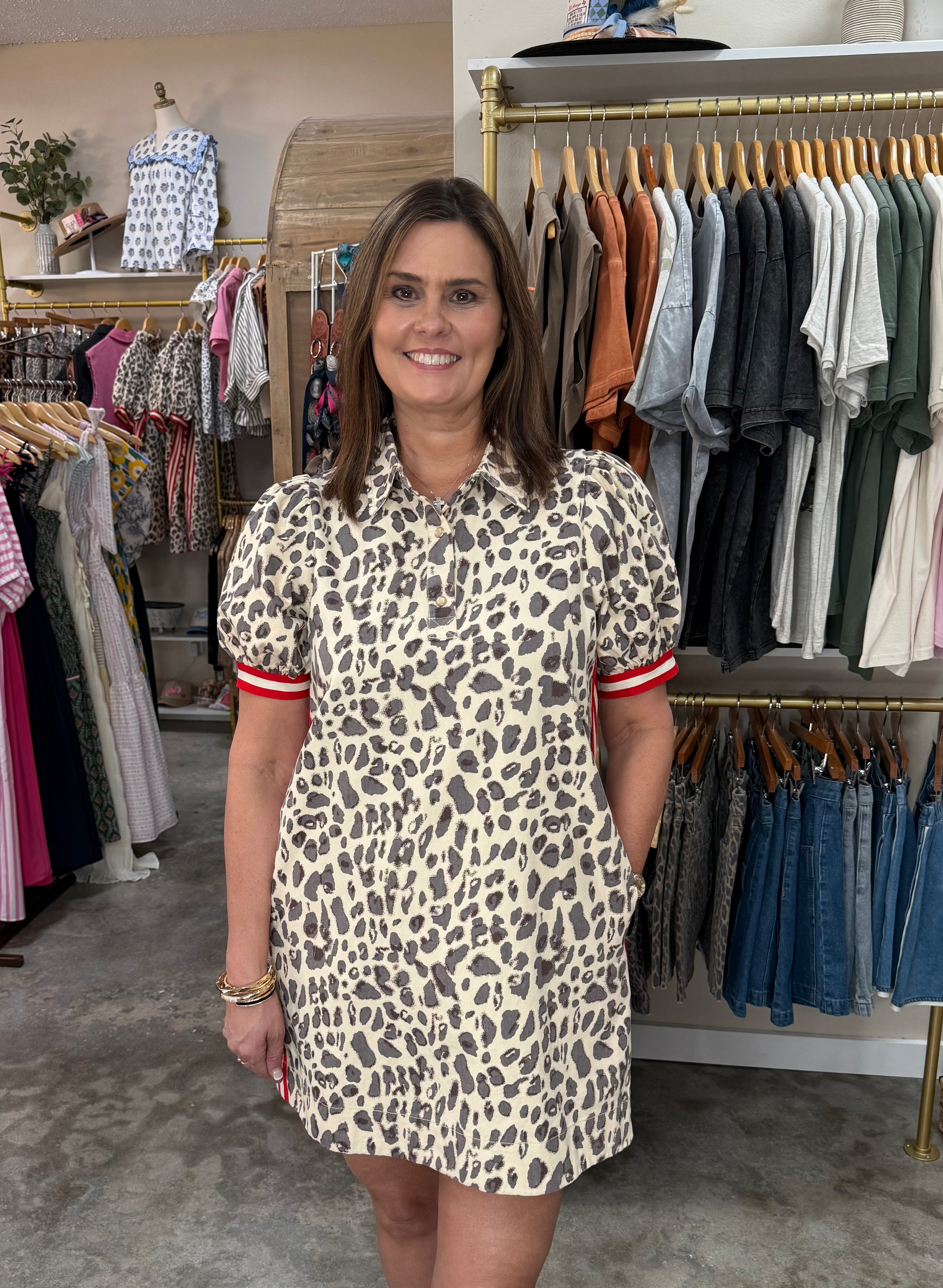 Scarlet Streak Leopard Dress