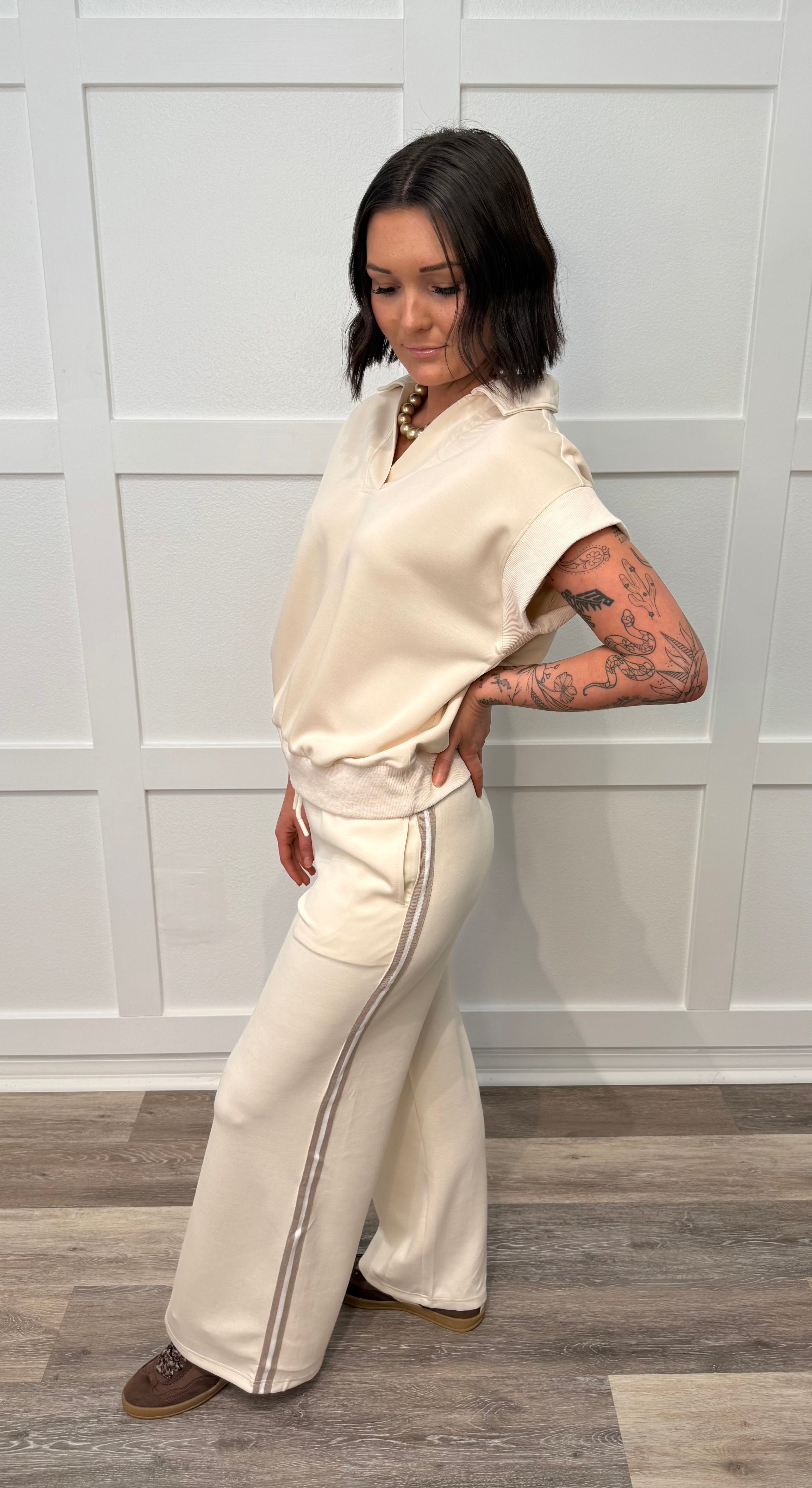 Ecru Luxe Track Pants