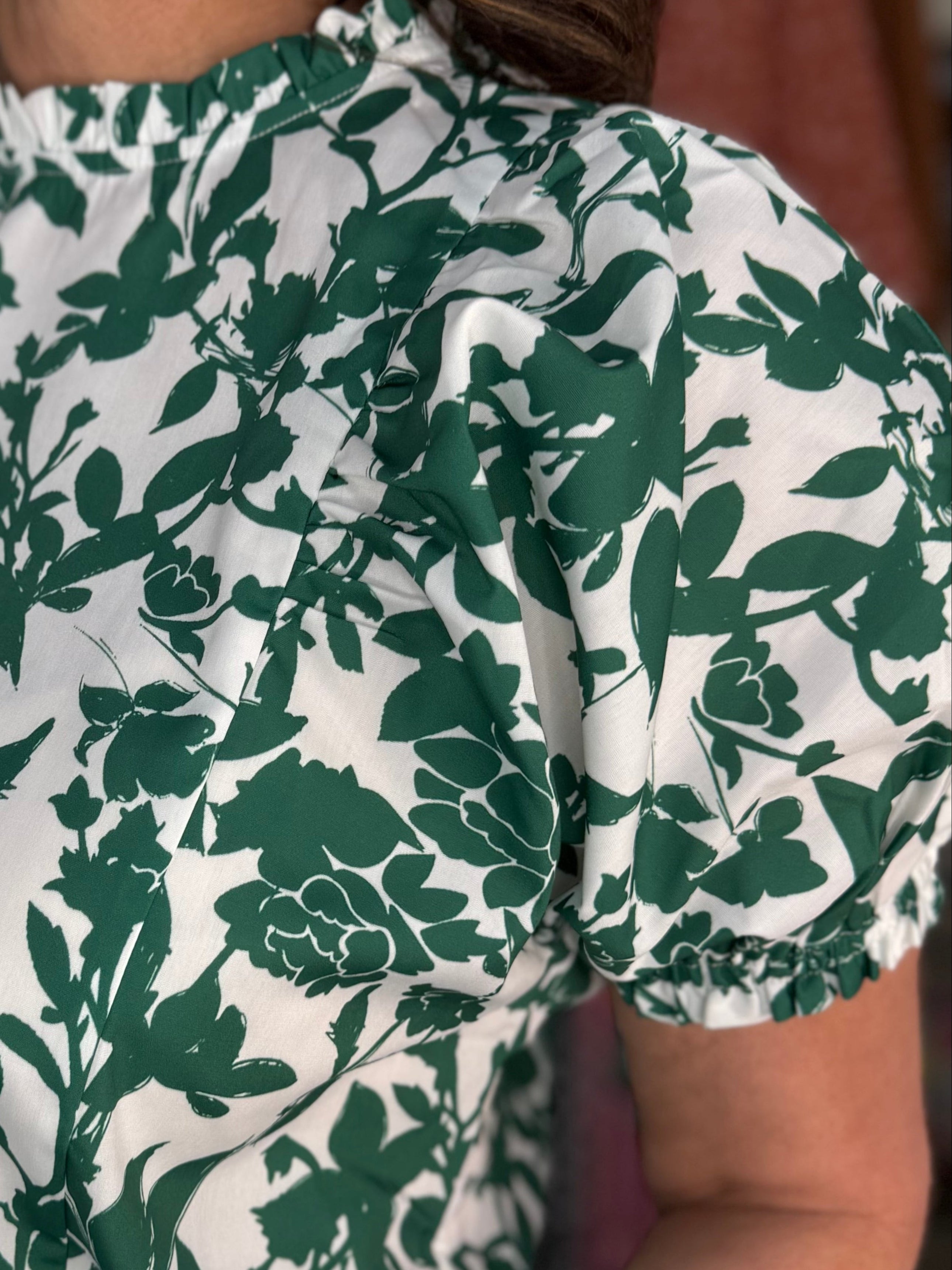 THML Green Floral Top