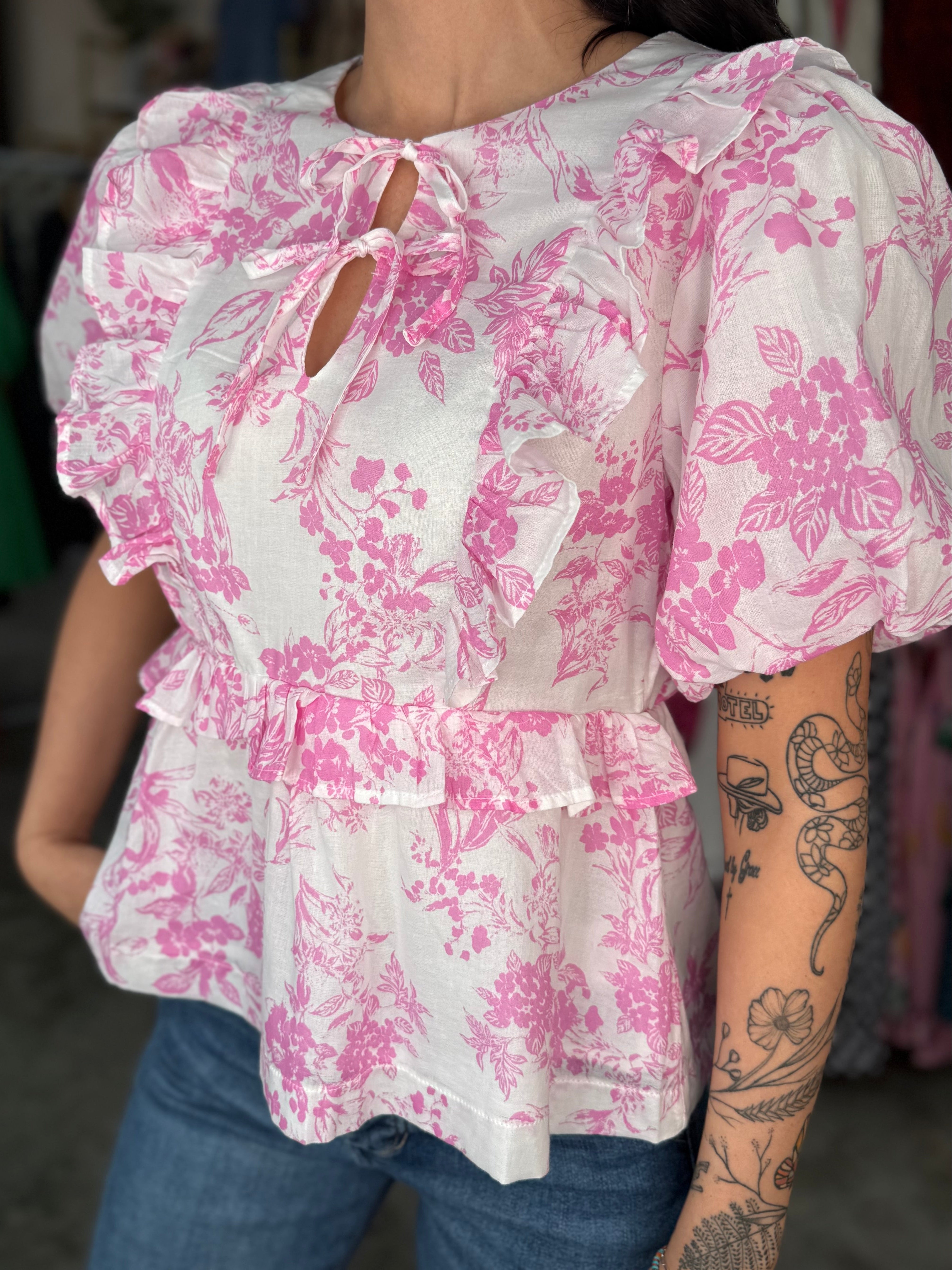 Berry Pink Ruffle Top