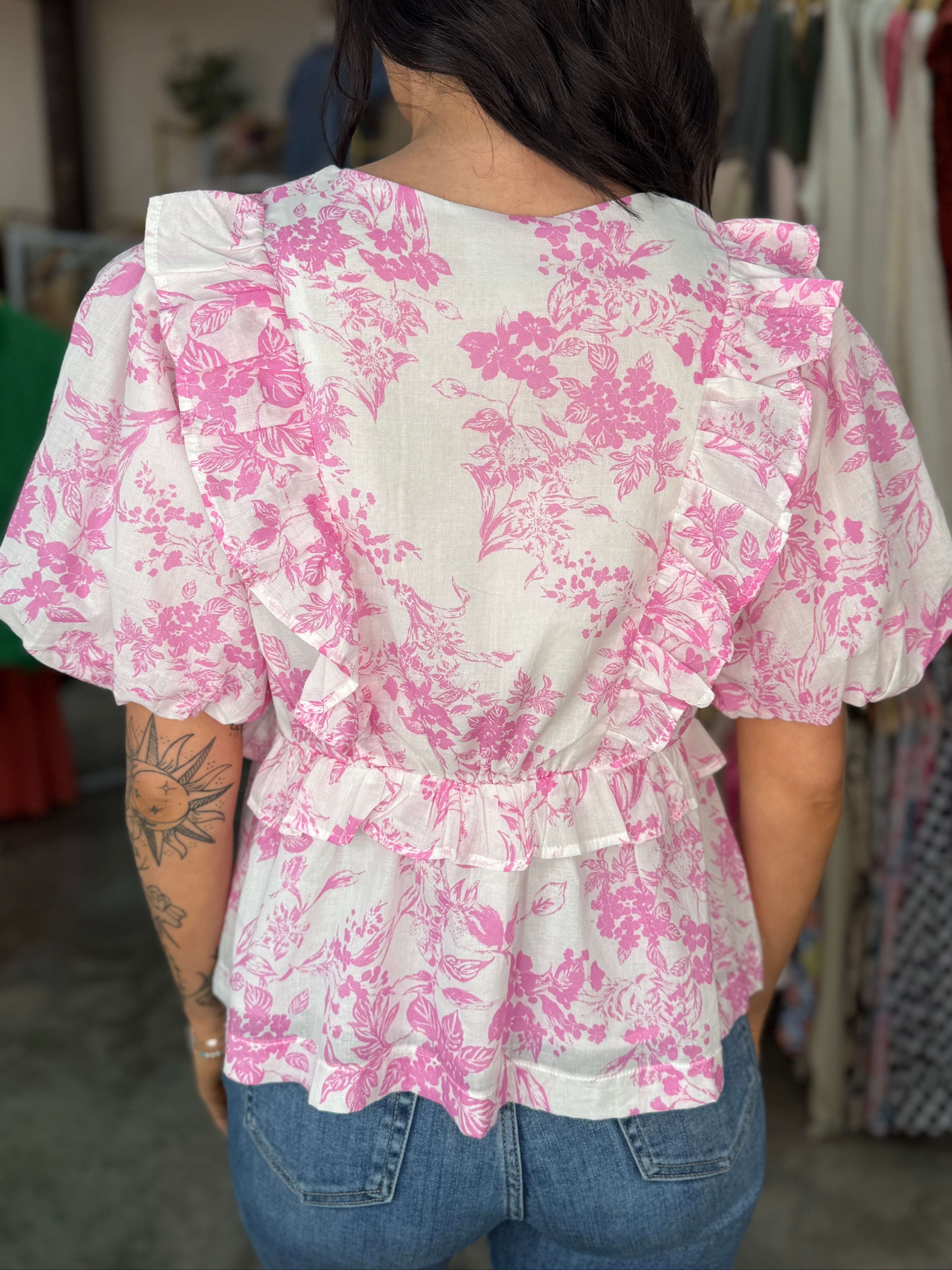 Berry Pink Ruffle Top