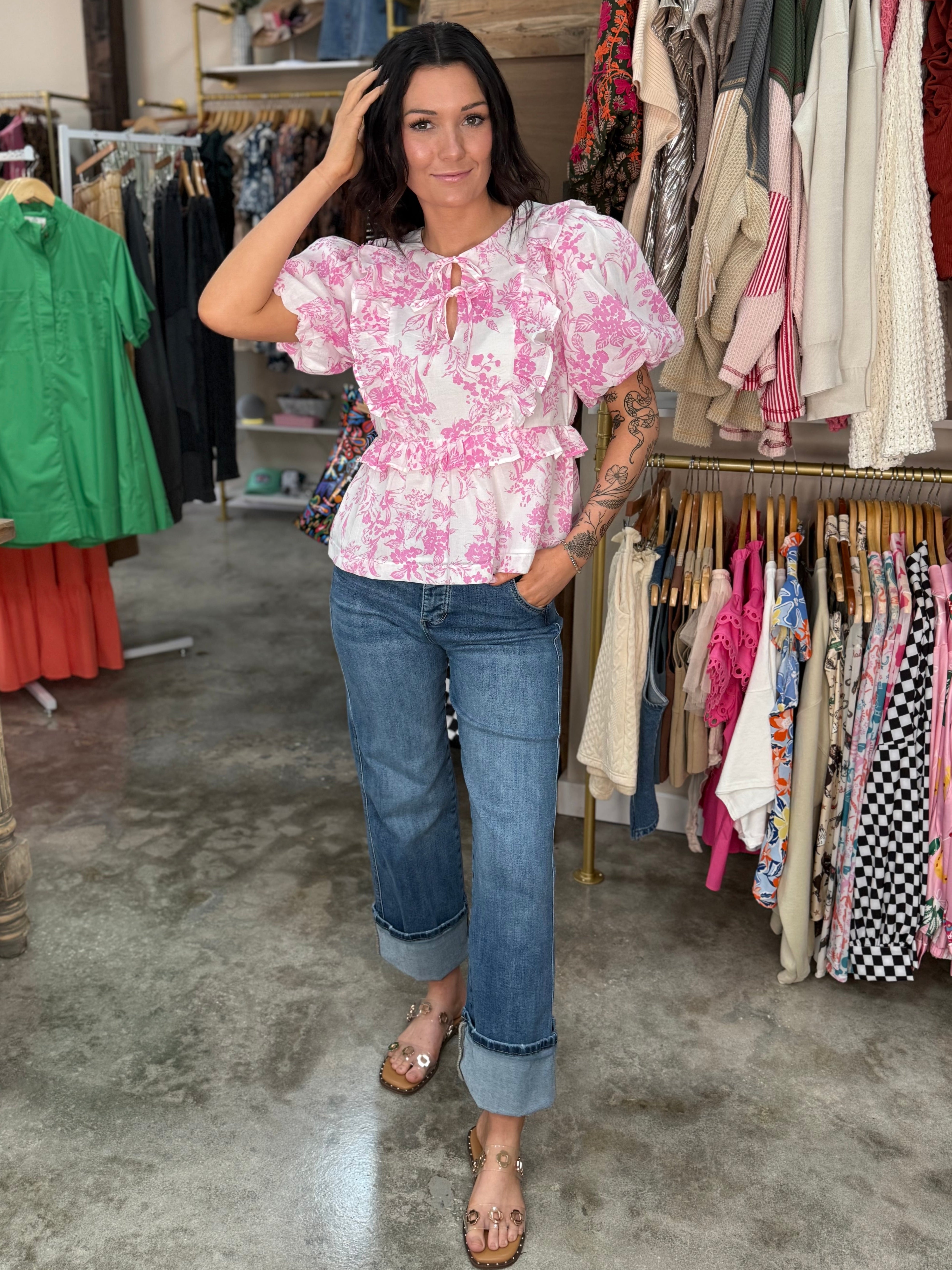Berry Pink Ruffle Top