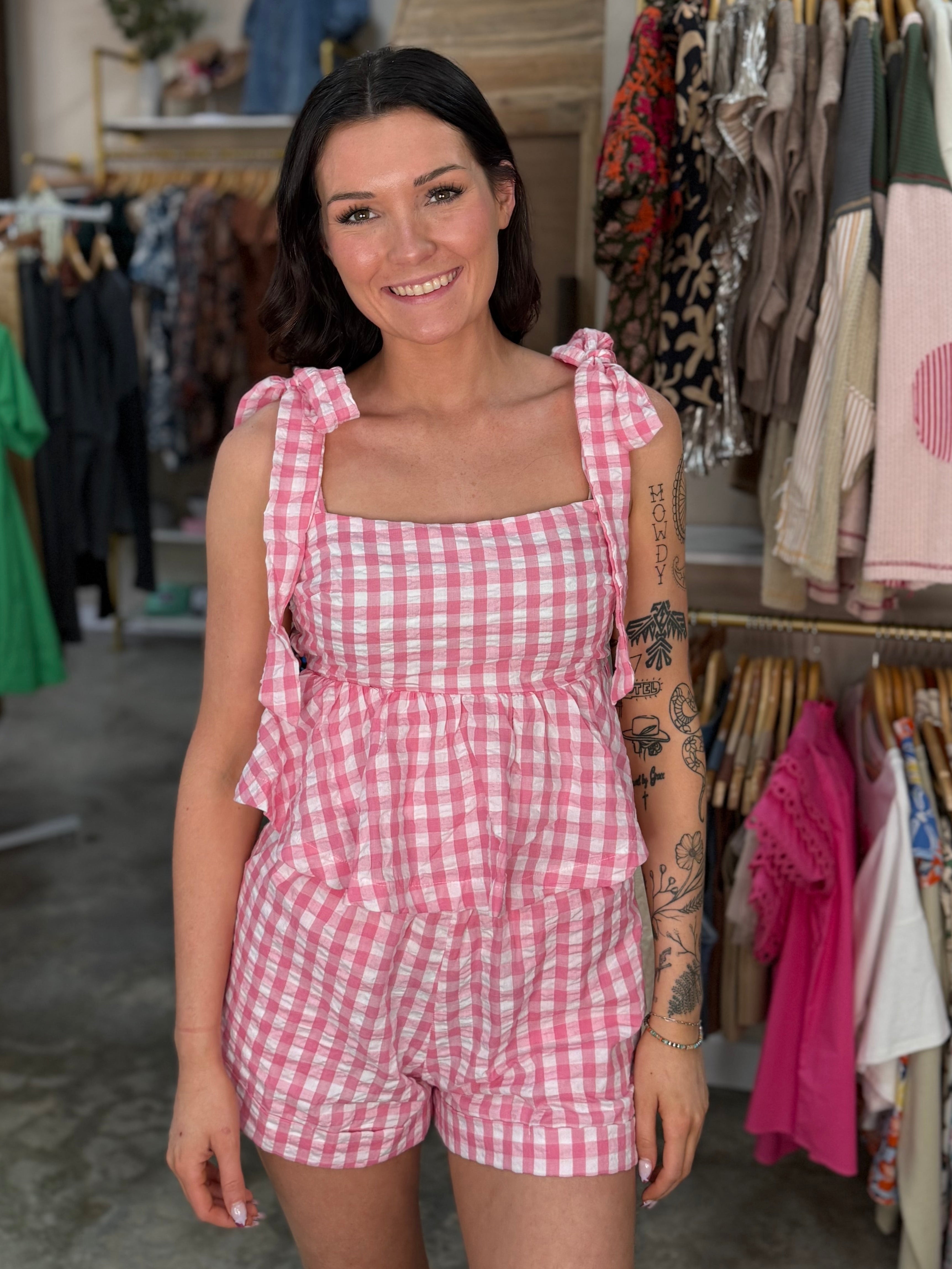 Ruffled Gingham Set