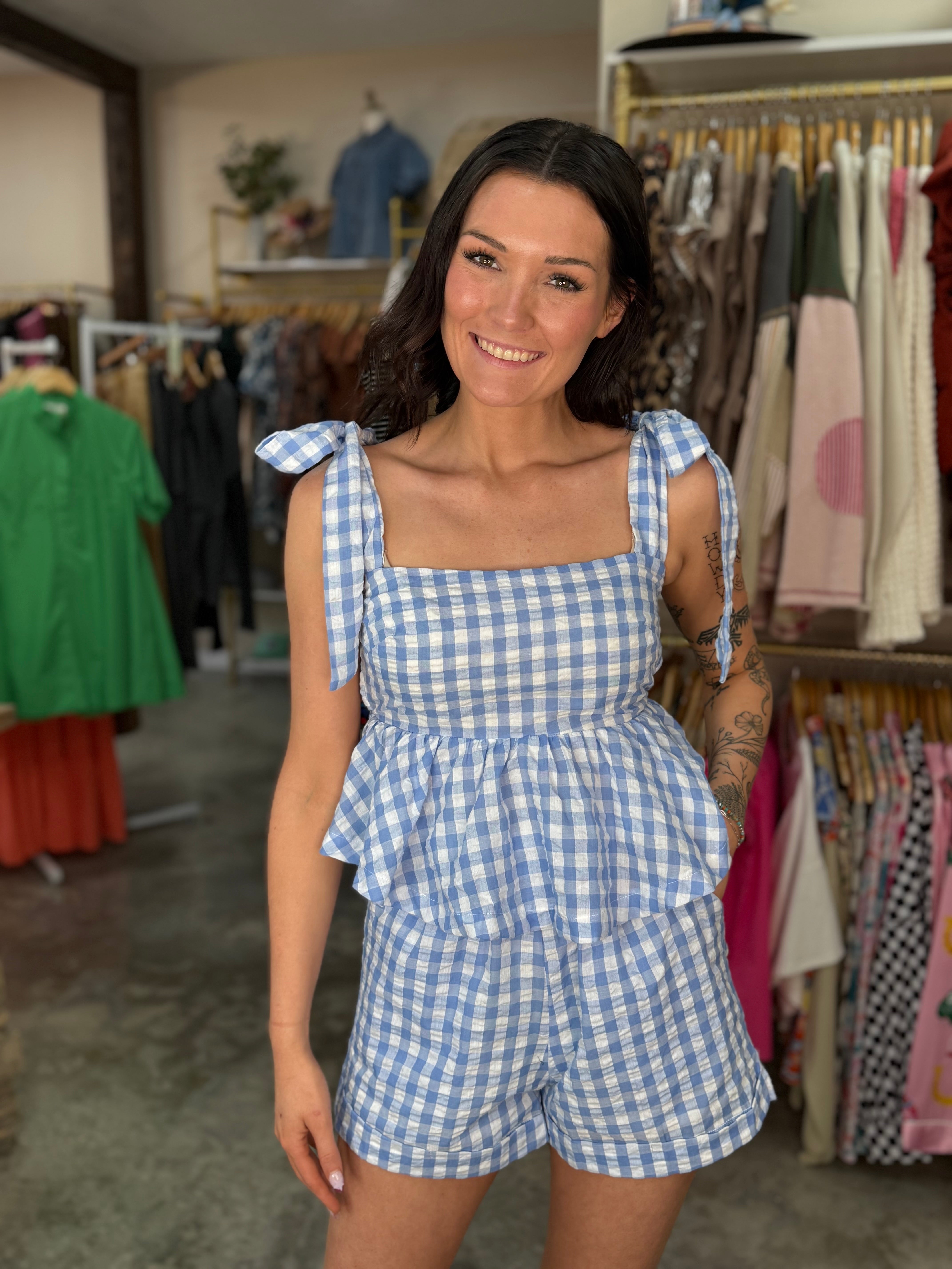 Ruffled Gingham Set