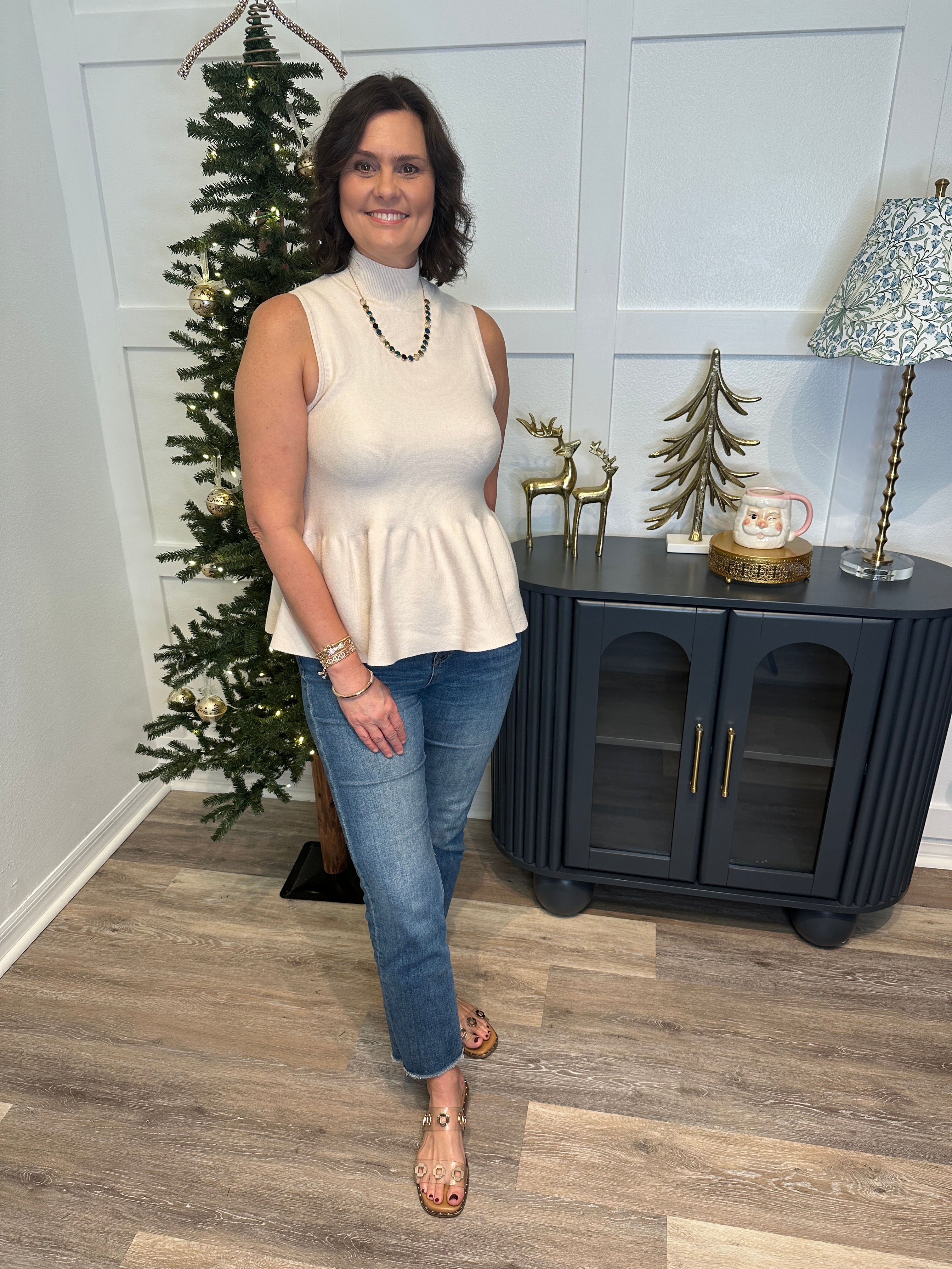 French Vanilla Peplum Tank