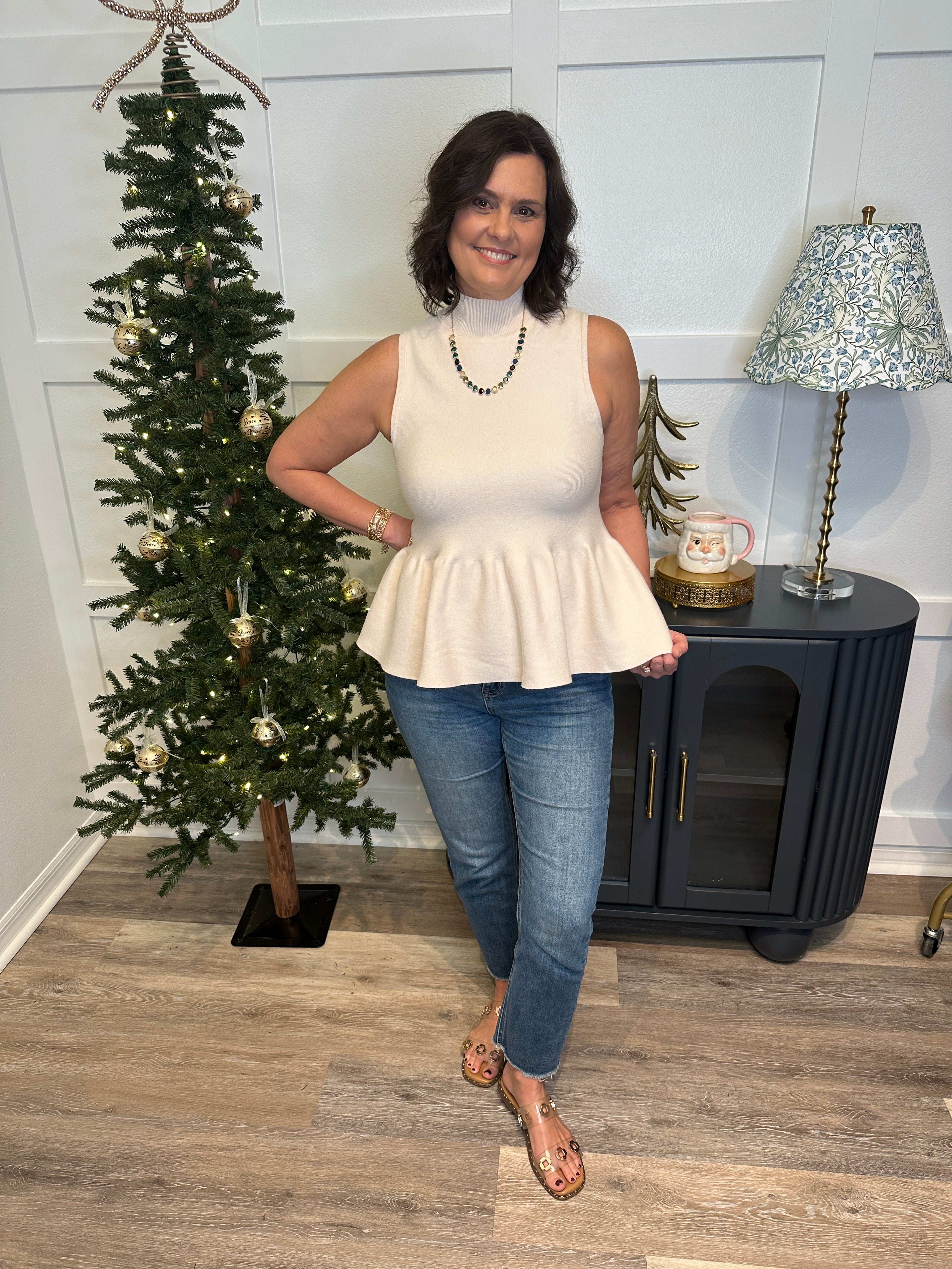 French Vanilla Peplum Tank