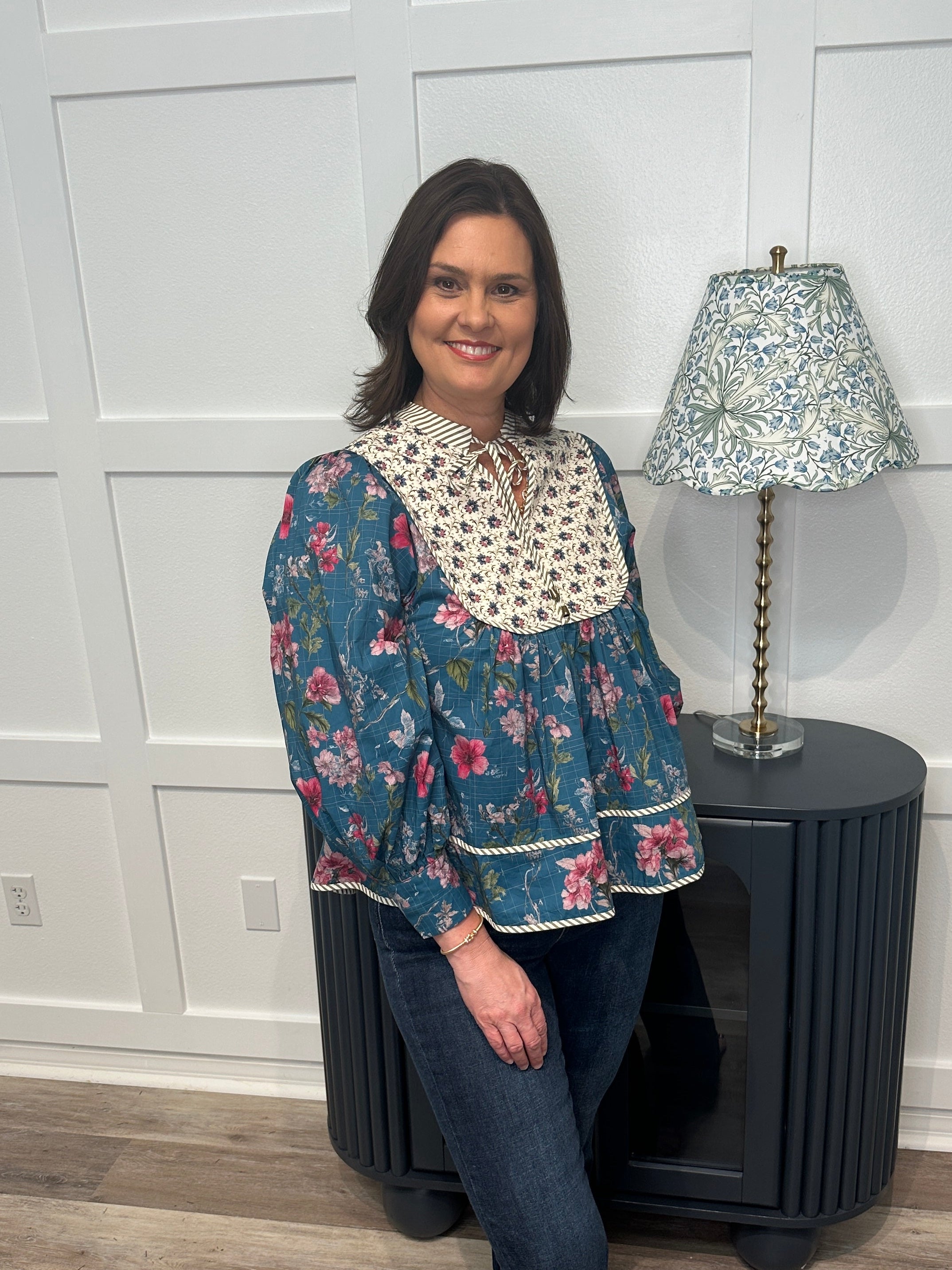 Teal Grace Floral Top