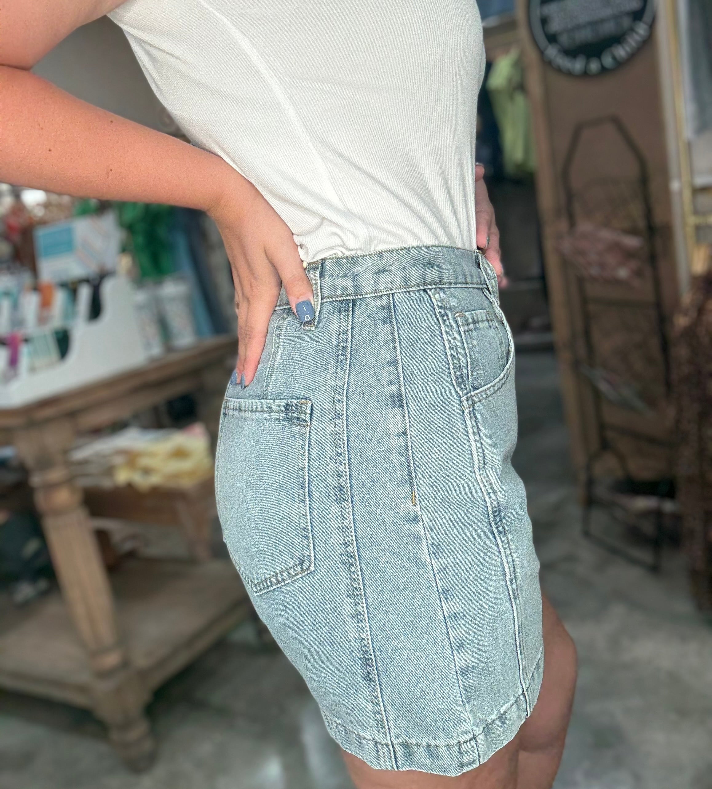 Denim Barrel Shorts