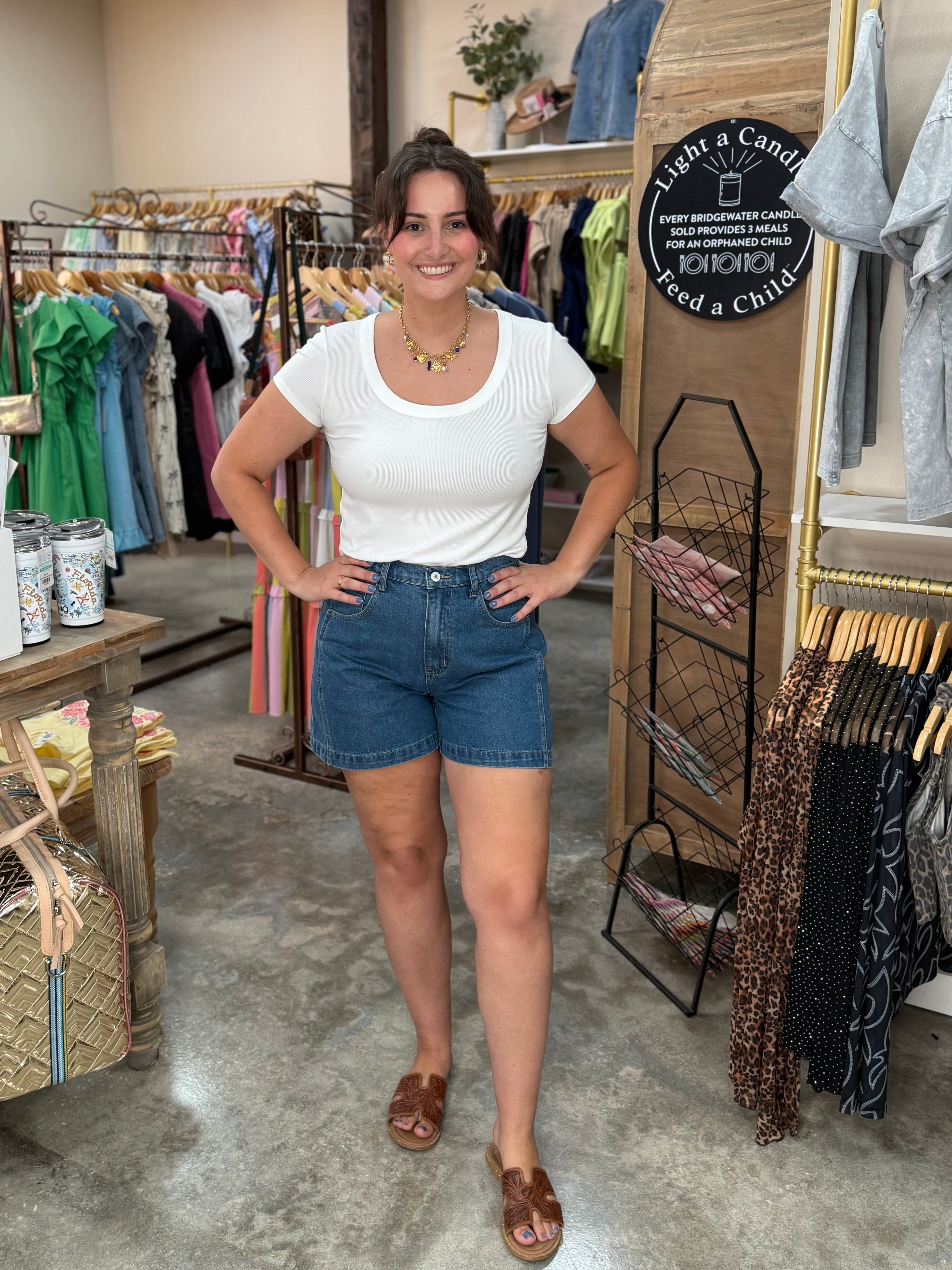 Denim Barrel Shorts