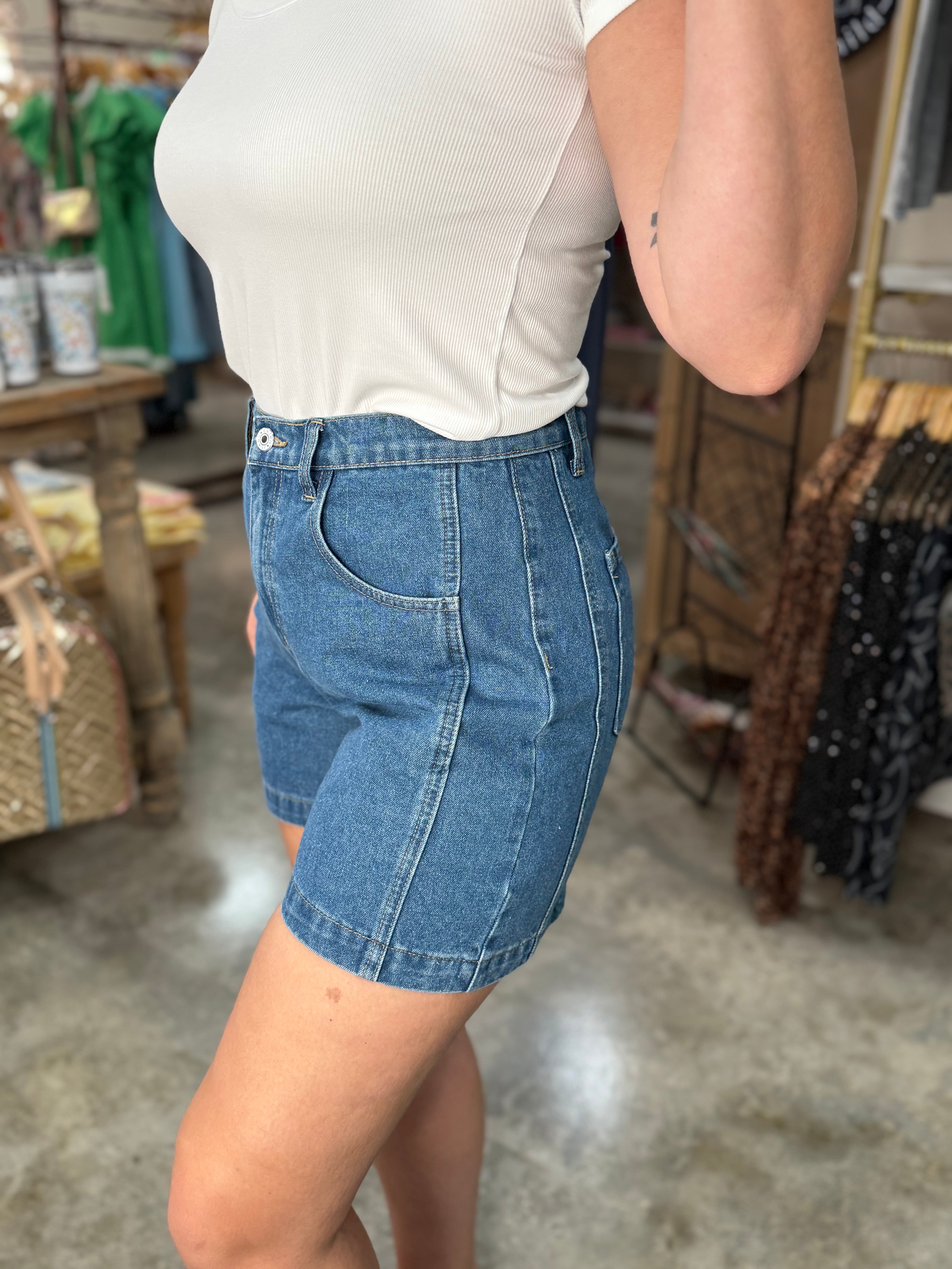 Denim Barrel Shorts