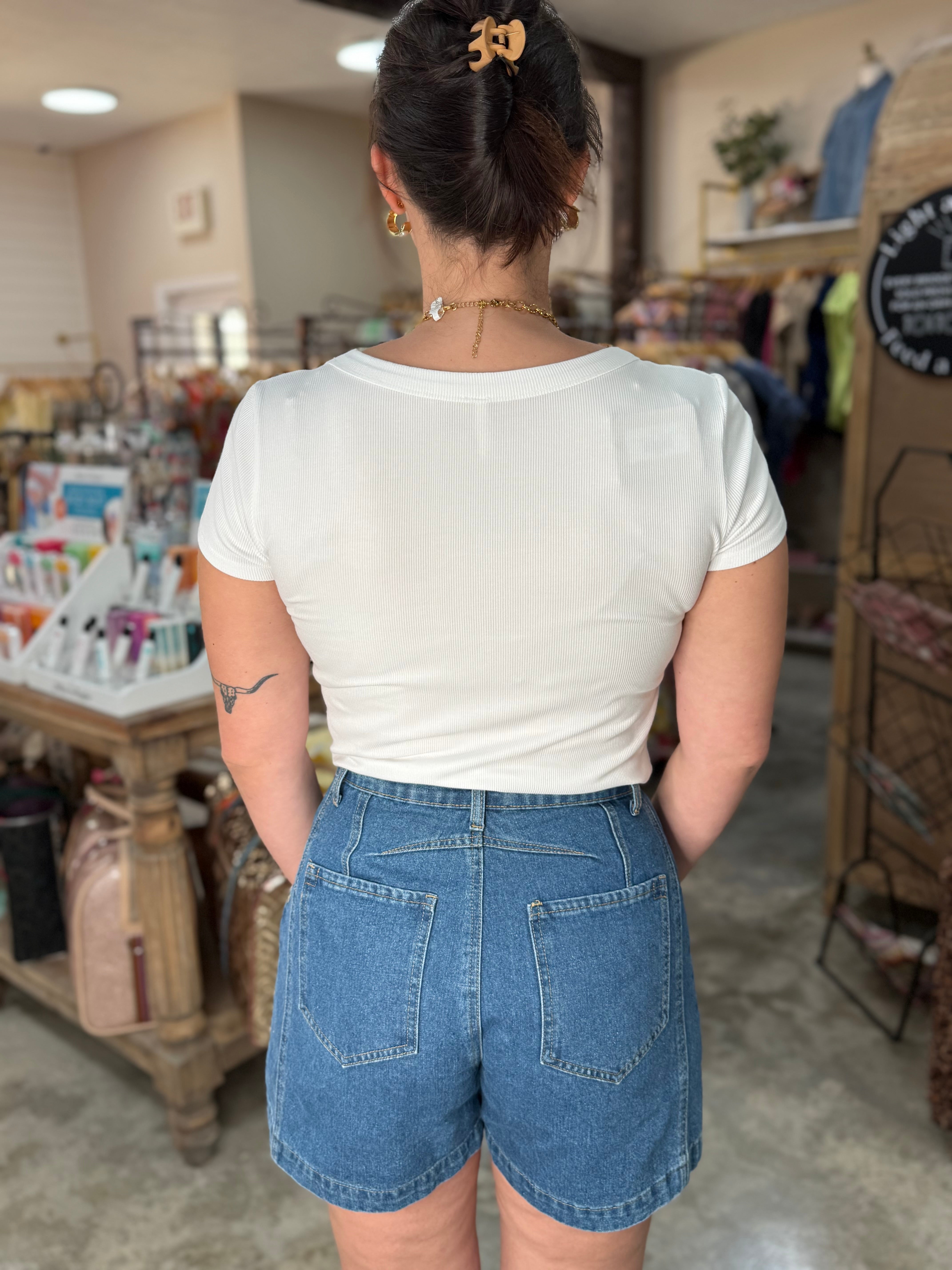 Denim Barrel Shorts