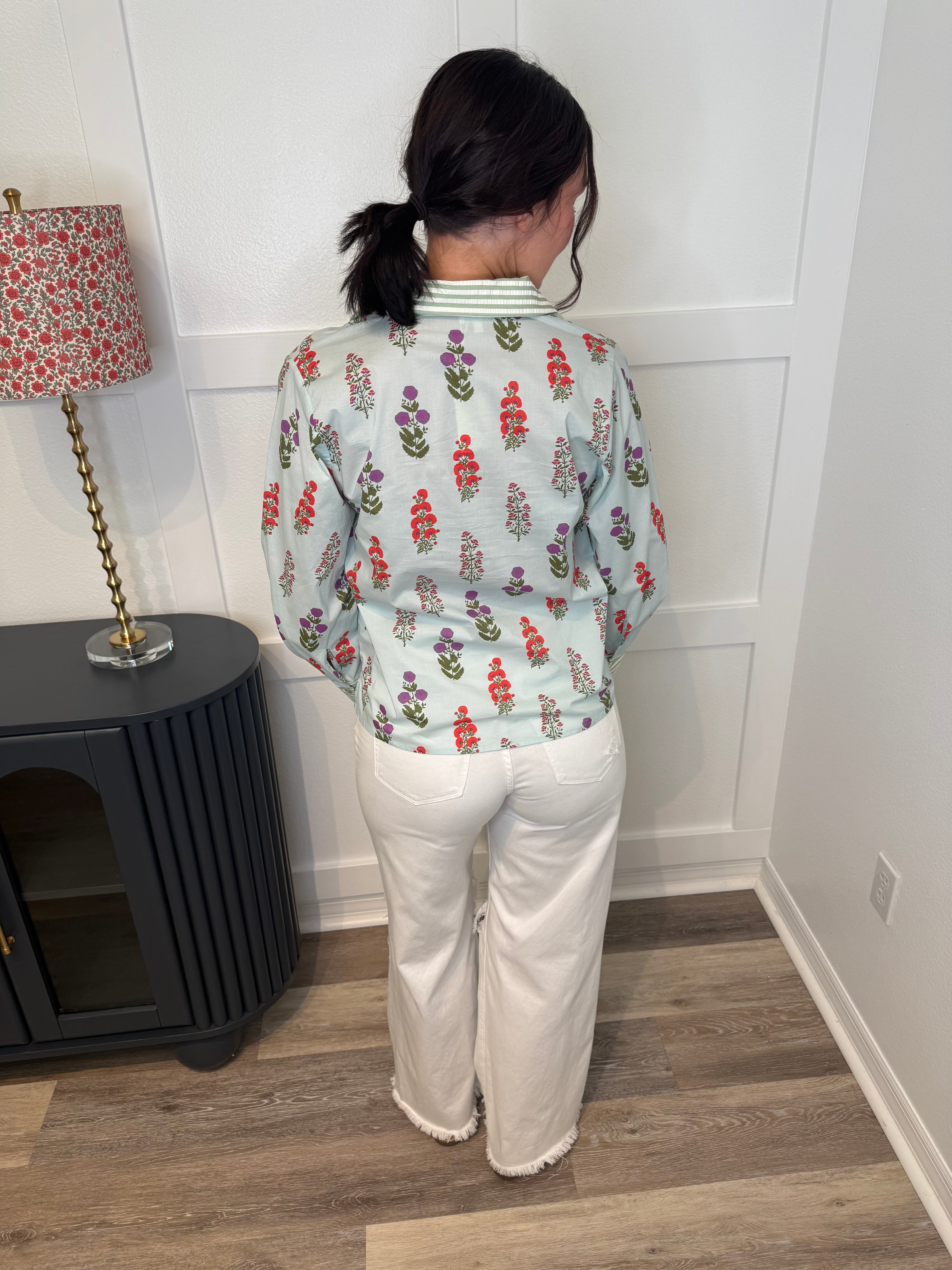 Mint Floral Top