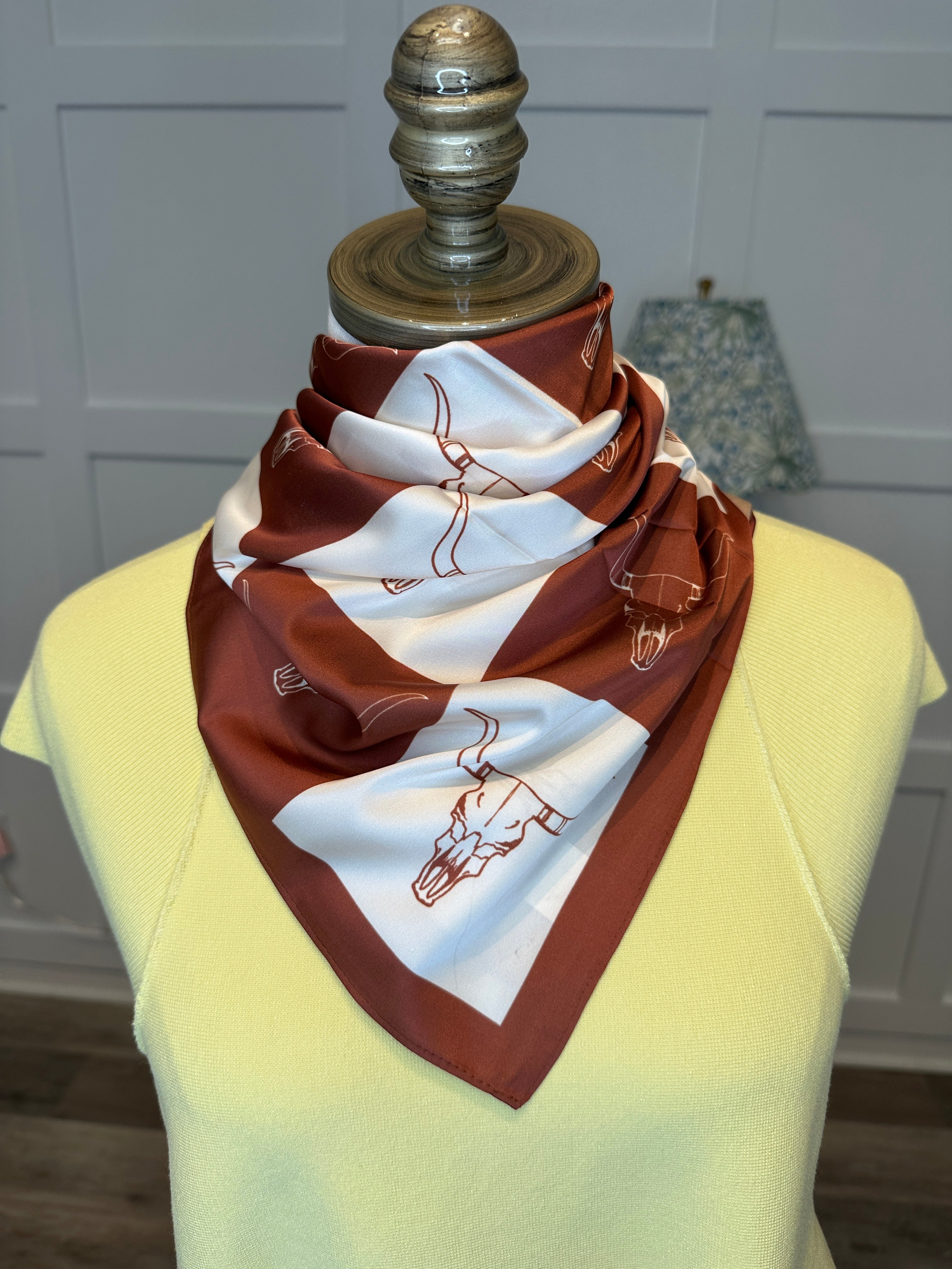 Rust Checkered Skull Wild Rag