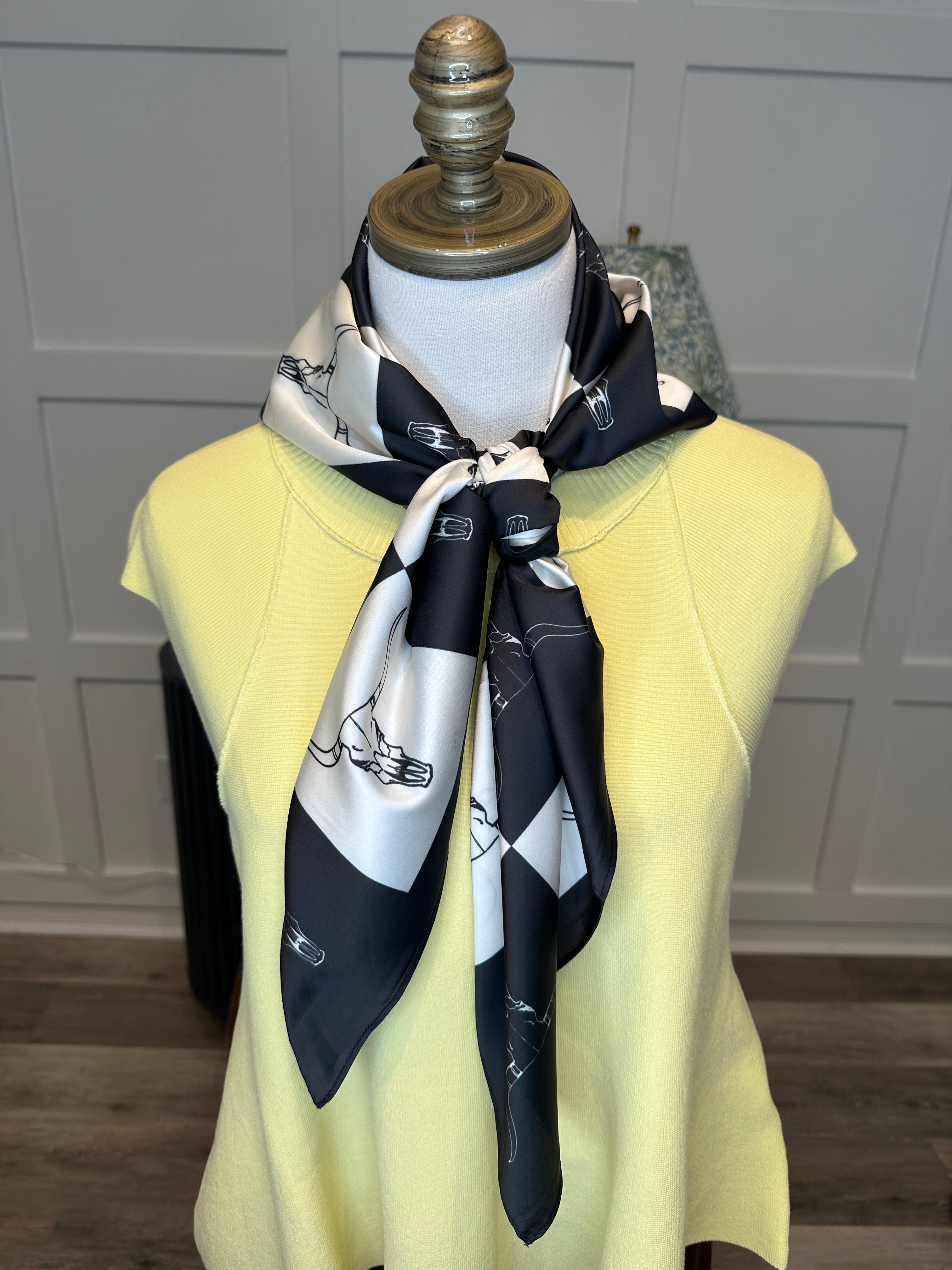 Black Checkered Skull Wild Rag