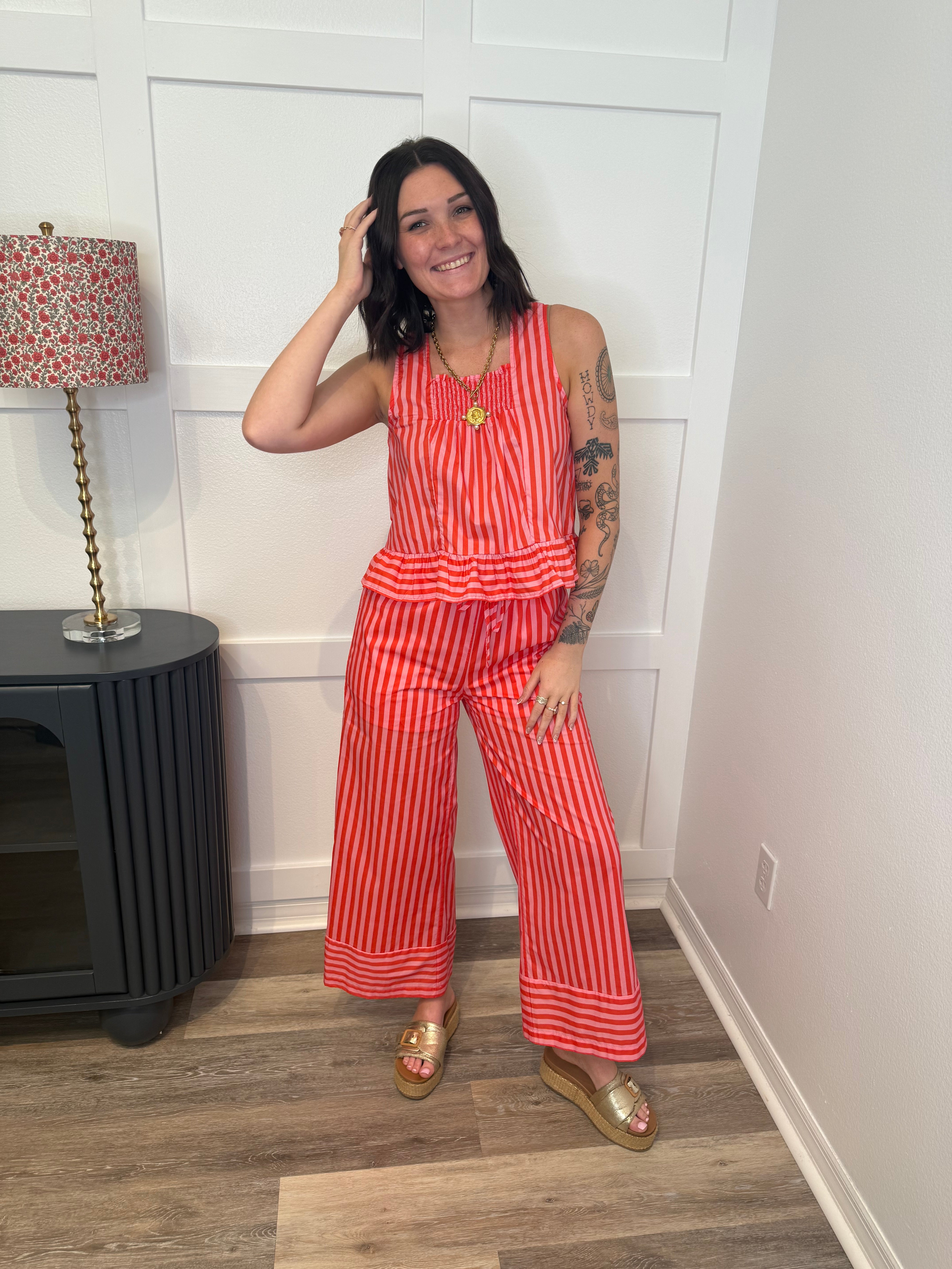 Sunset Stripe Ruffle Set
