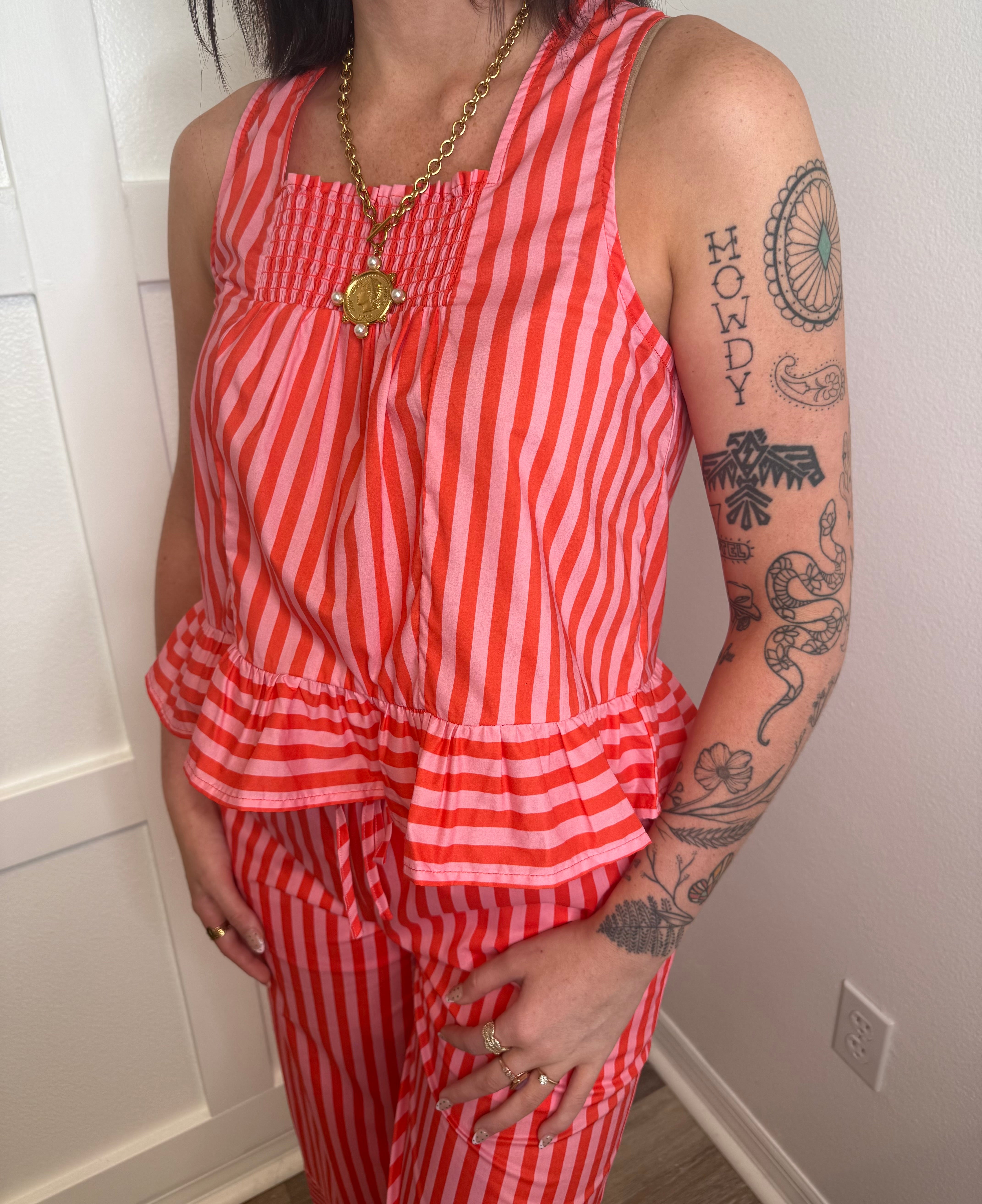 Sunset Stripe Ruffle Set