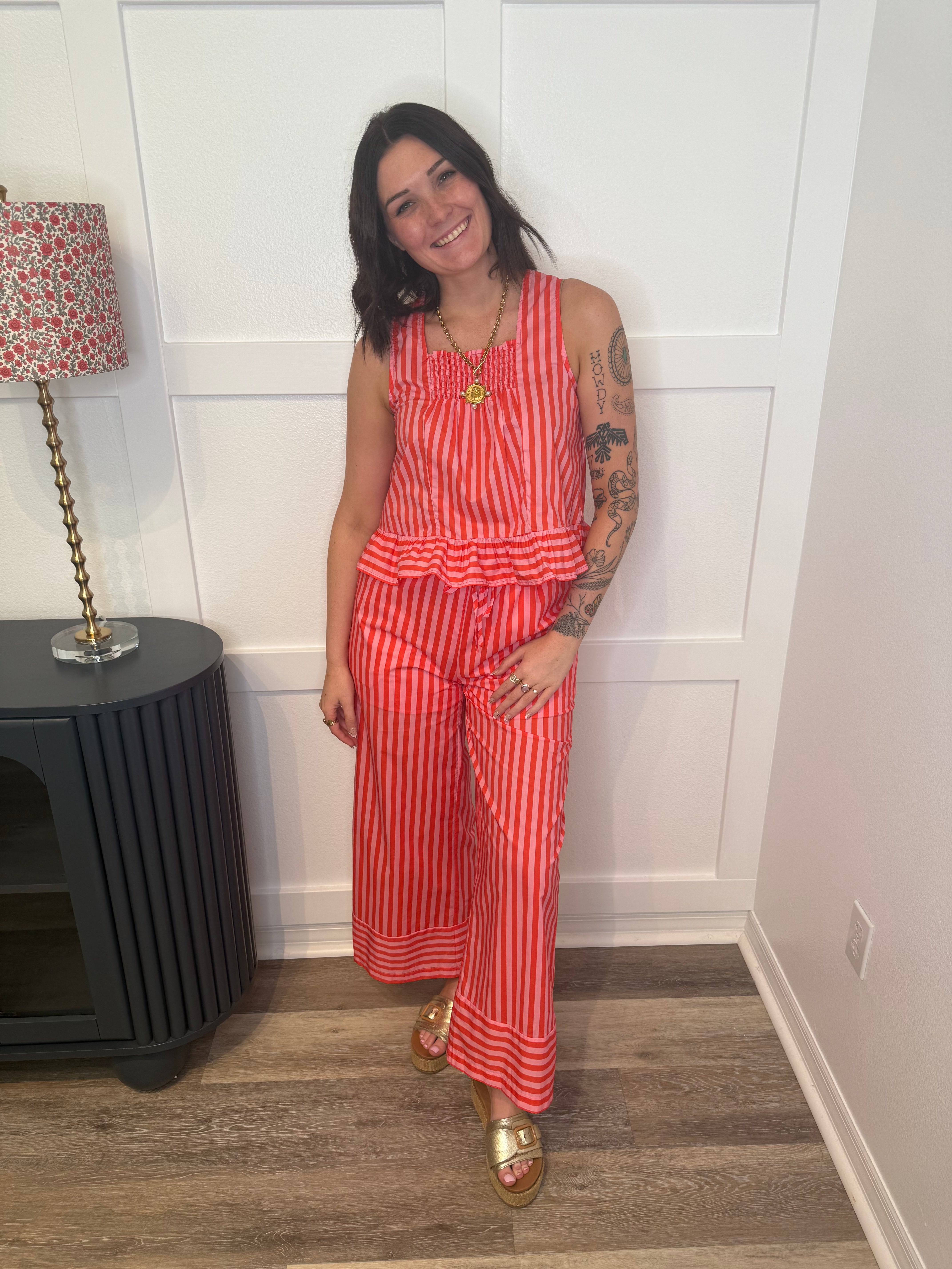 Sunset Stripe Ruffle Set